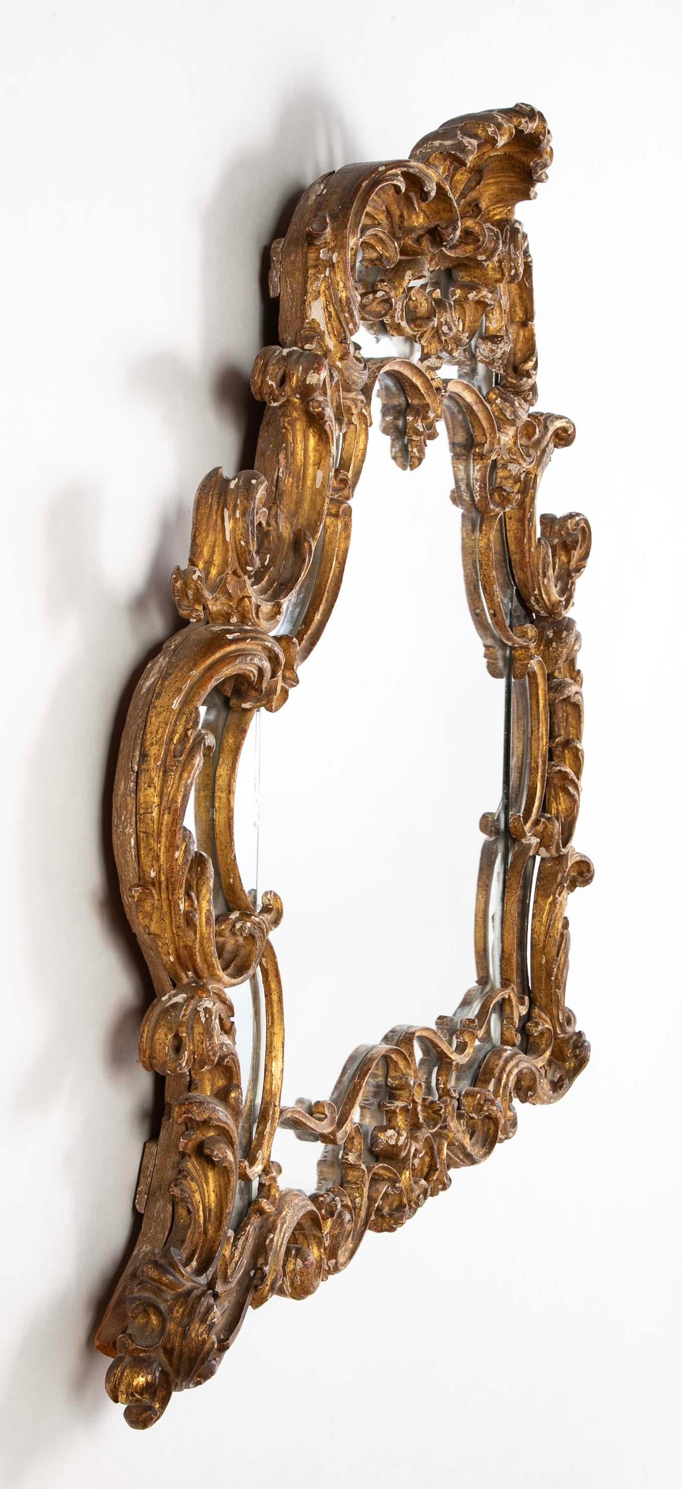 18th Century French Rococo Gilt Wood Mantle Mirror 2