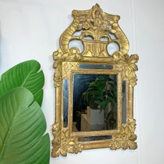 18th Century French Rococo Gold Gilt Wood Marriage Mirror