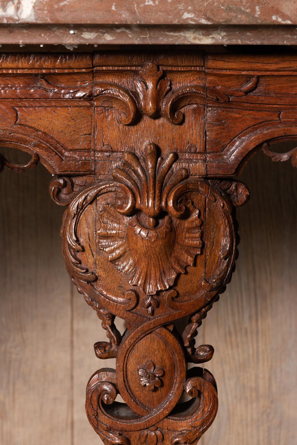Tavolo da console con piano in marmo French Rococo del XVIII secolo in vendita 2