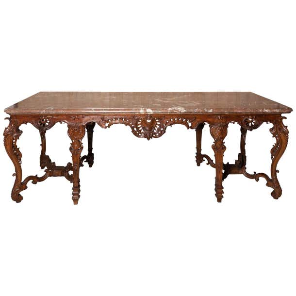 18th Century French Rococo Marble Top Console Table For Sale at 1stDibs