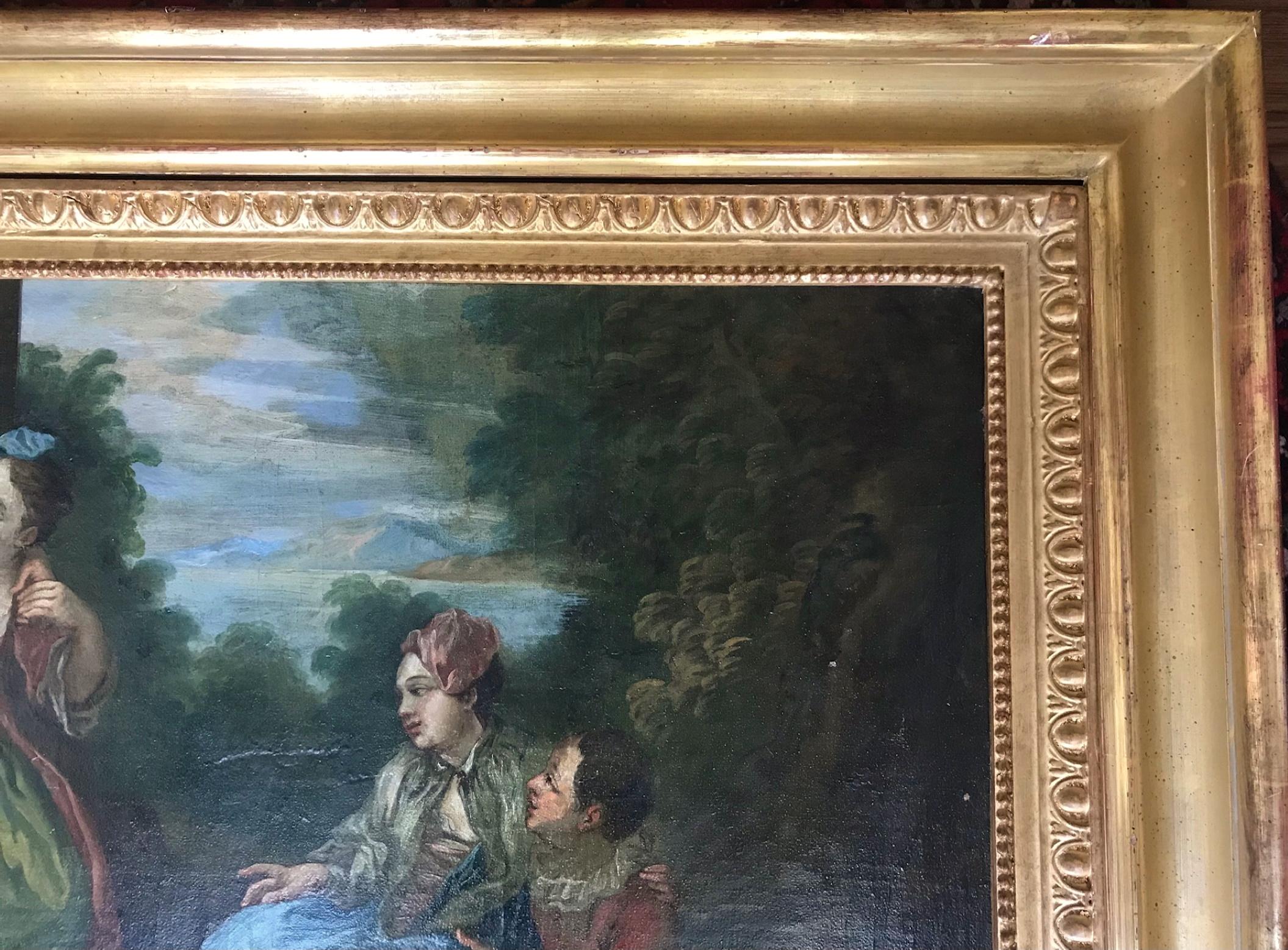 Hand-Painted 18th Century French Rococo Painting Circle of François Boucher For Sale