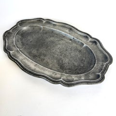 18th Century French Rococo Pewter Serving Platter, Dated 1786