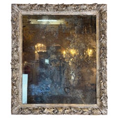 19th Century French Rococo Silvered Wood Mirror with Original Mercury Glass