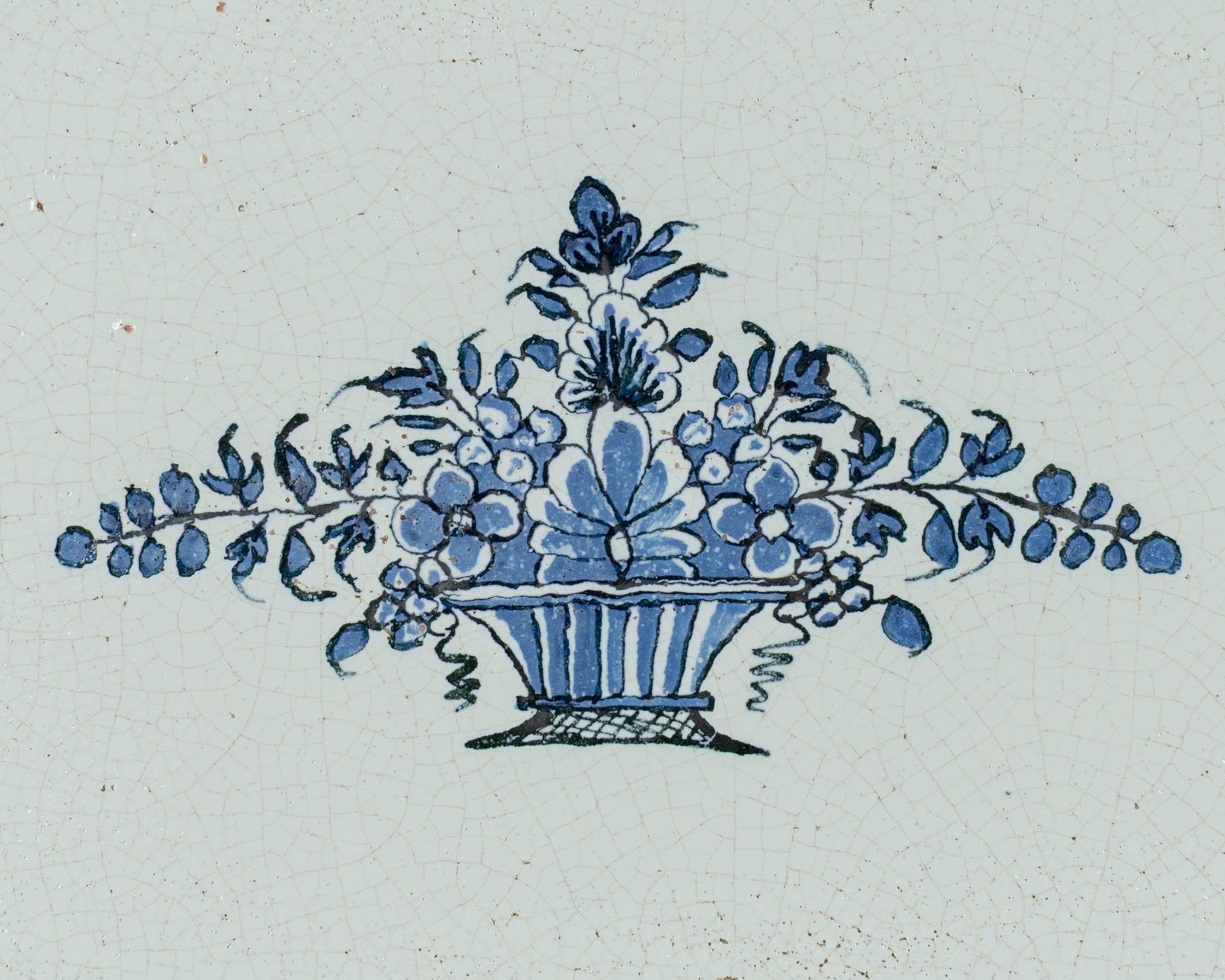 French Provincial 18th Century French Rouen Ceramic Oval Platter For Sale