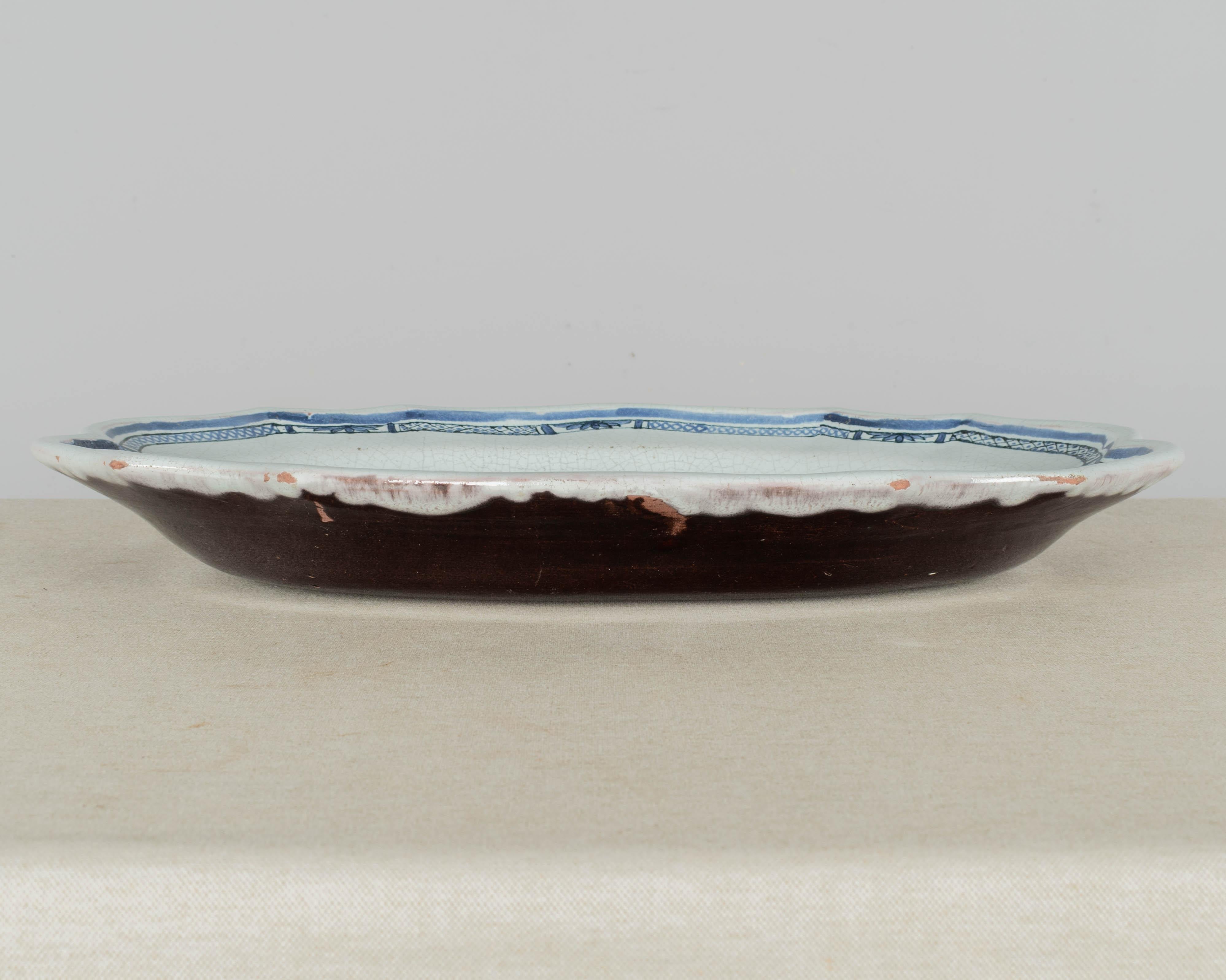 18th Century French Rouen Ceramic Oval Platter In Good Condition For Sale In Winter Park, FL