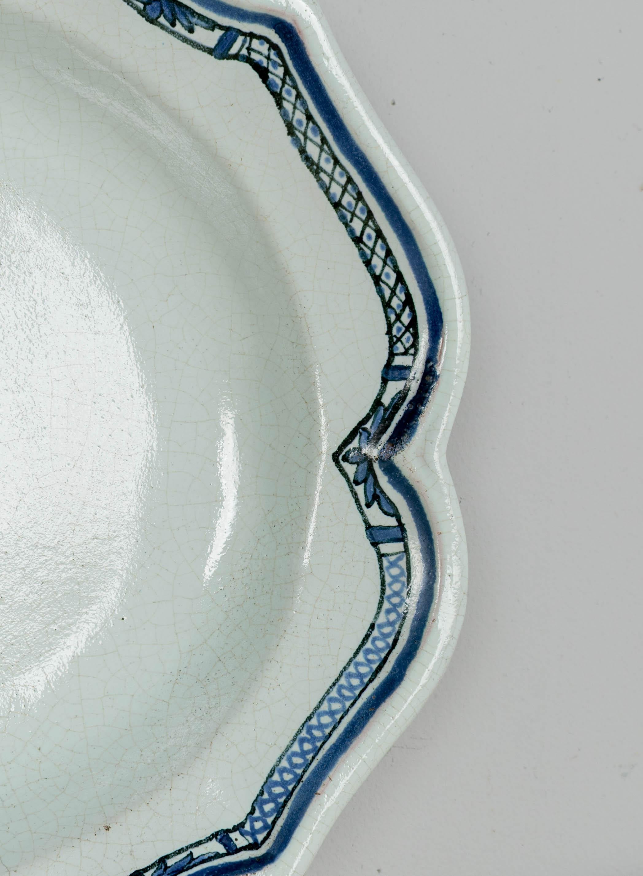 18th Century and Earlier 18th Century French Rouen Ceramic Oval Platter For Sale