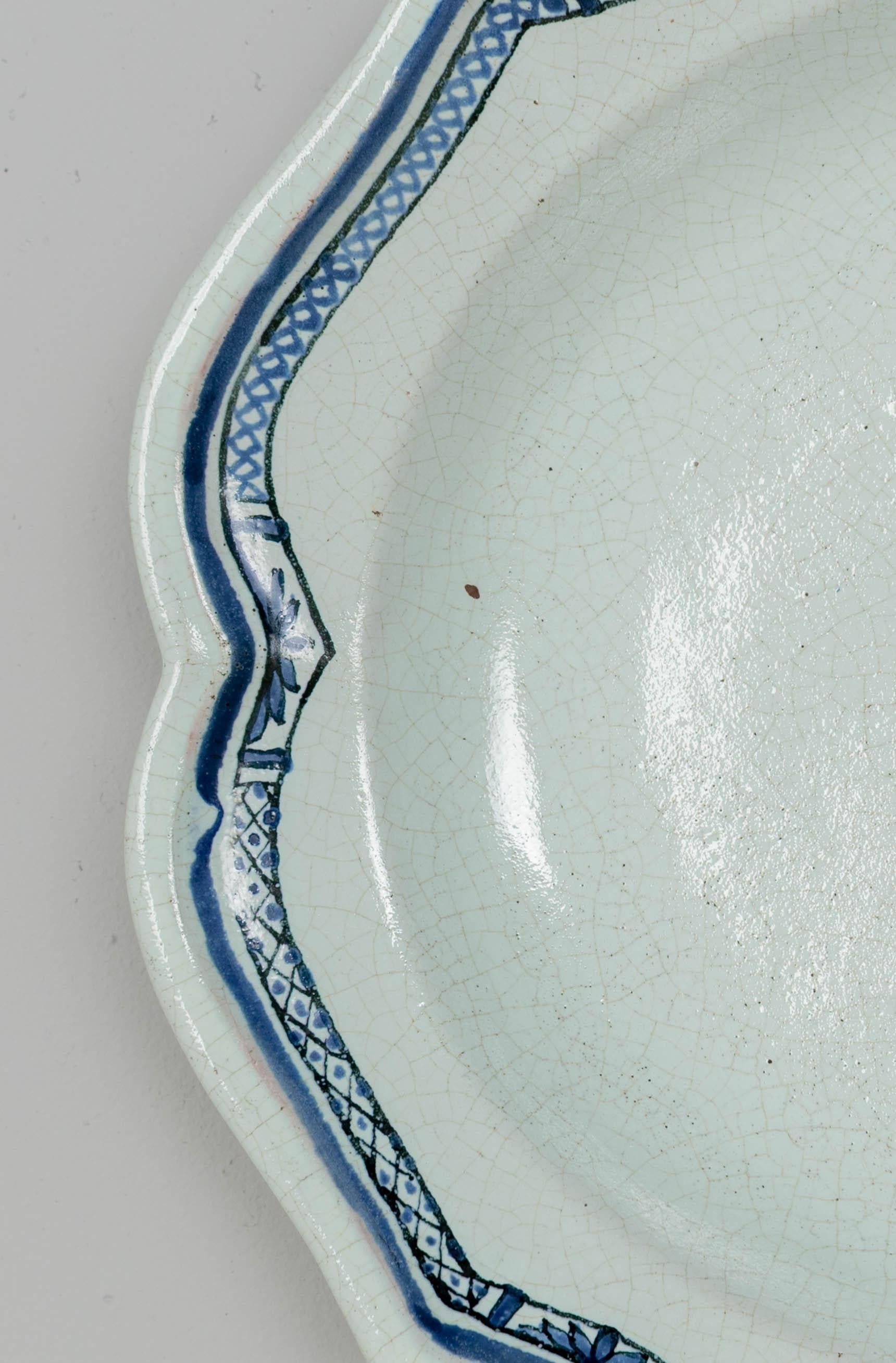 18th Century French Rouen Ceramic Oval Platter For Sale 1