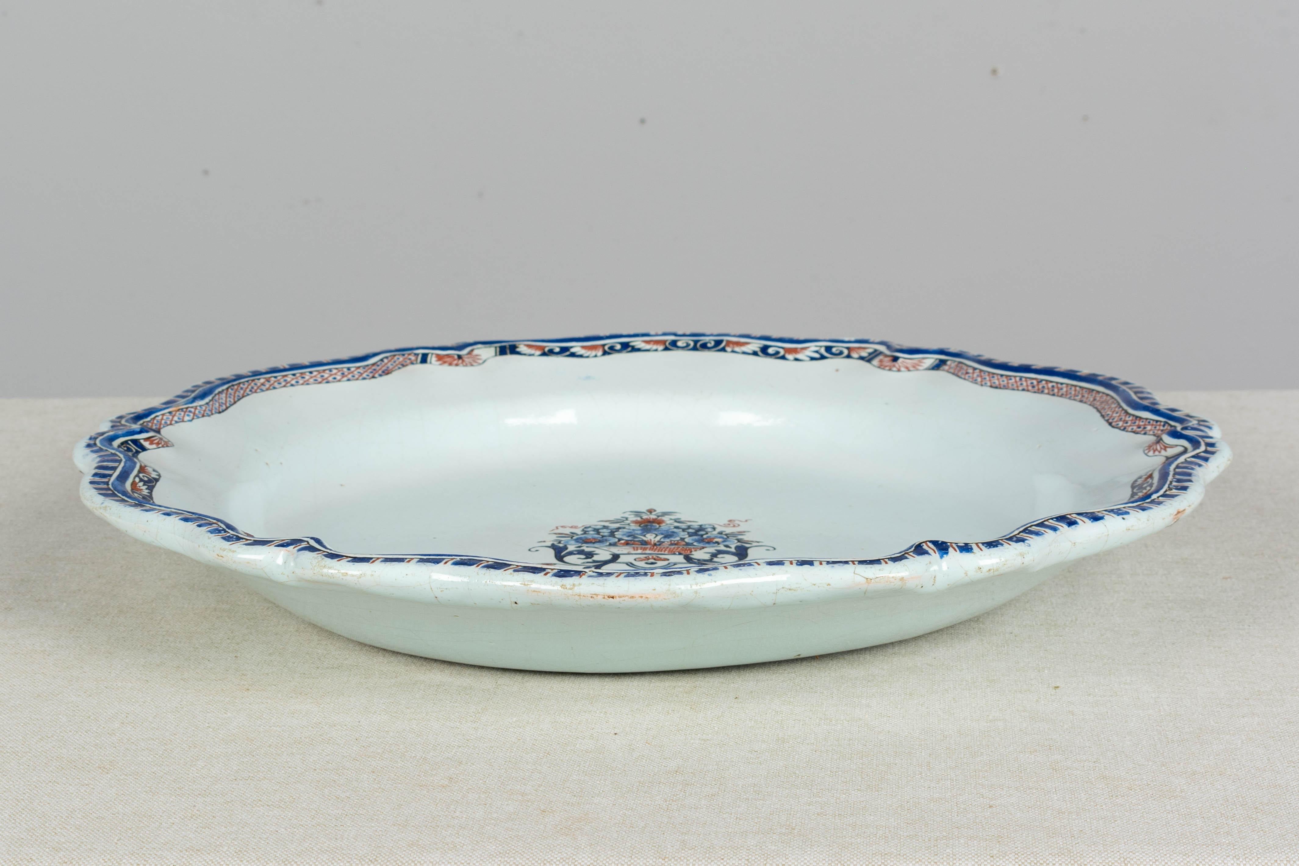 18th Century and Earlier 18th Century French Rouen Ceramic Platter For Sale