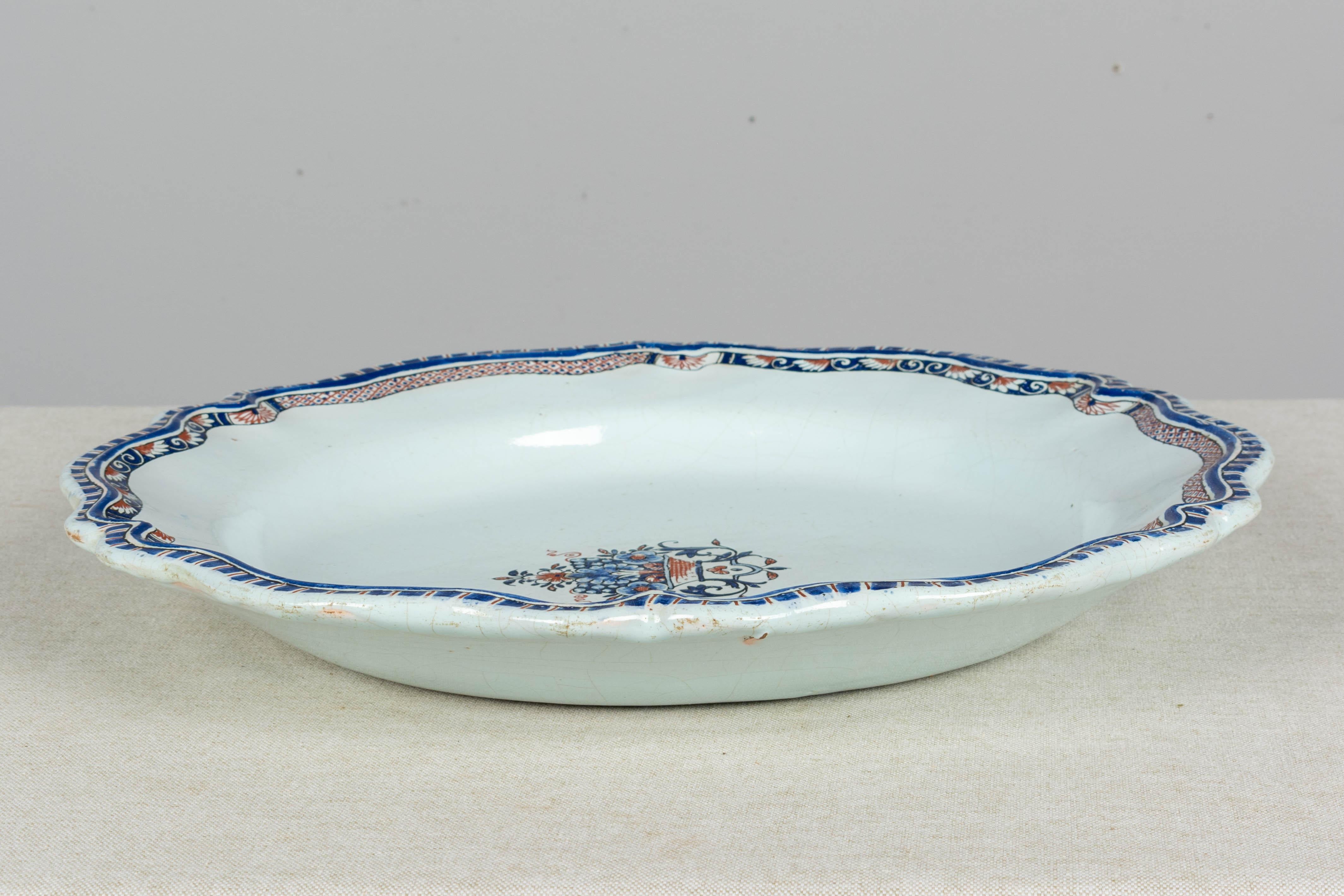 18th Century French Rouen Ceramic Platter For Sale 1