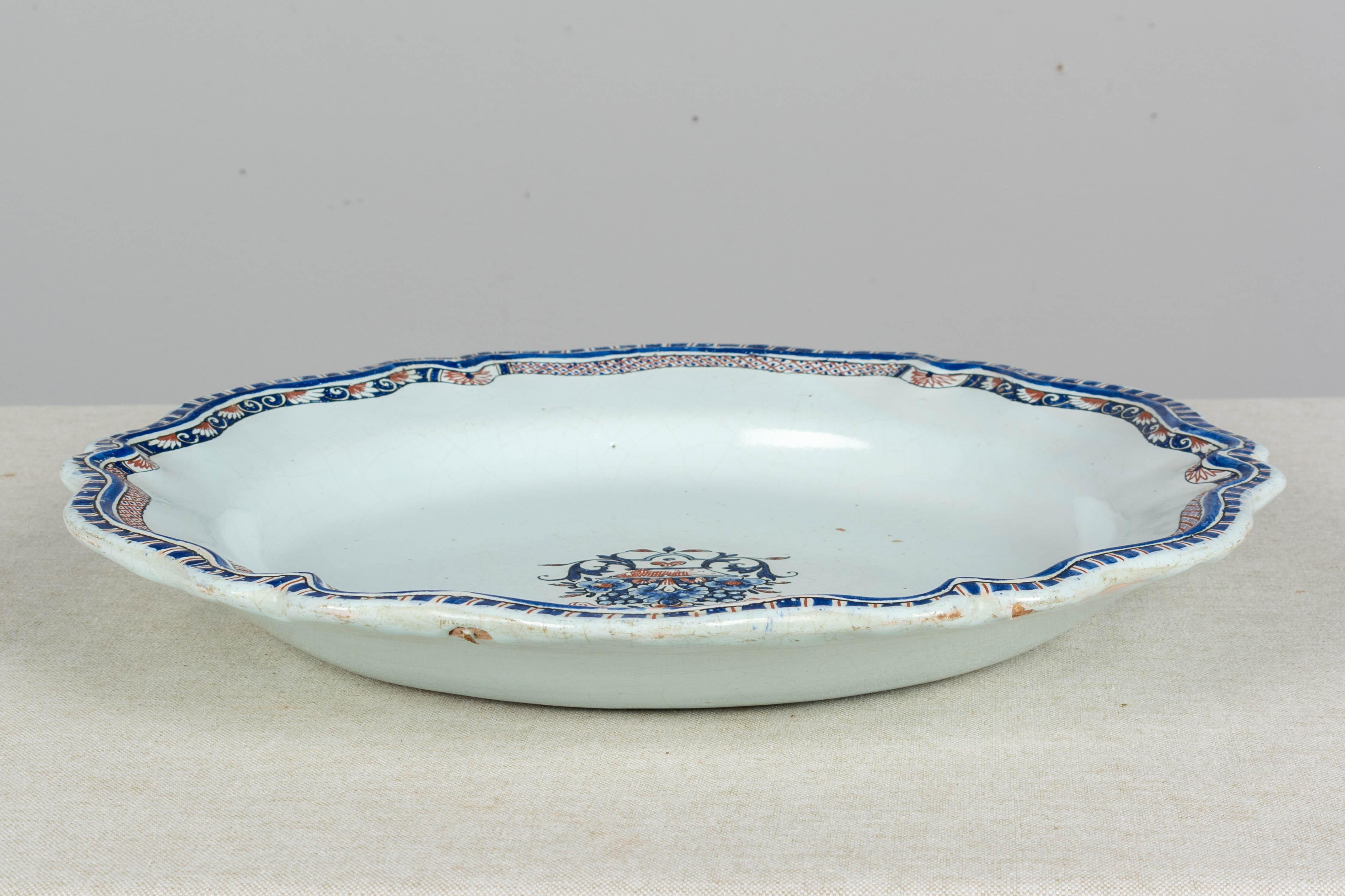 18th Century French Rouen Ceramic Platter For Sale 2