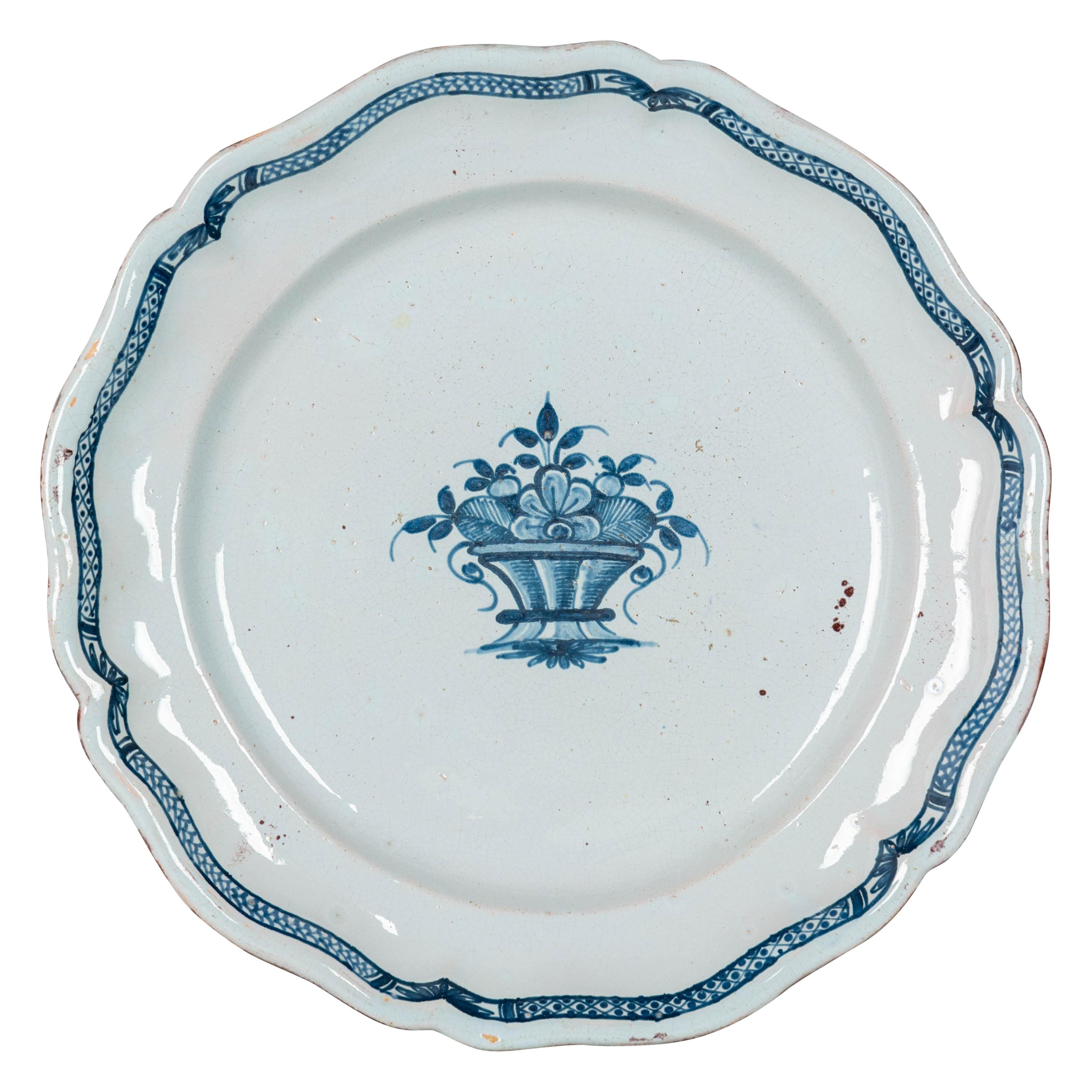 18th Century French Rouen Ceramic Platter For Sale