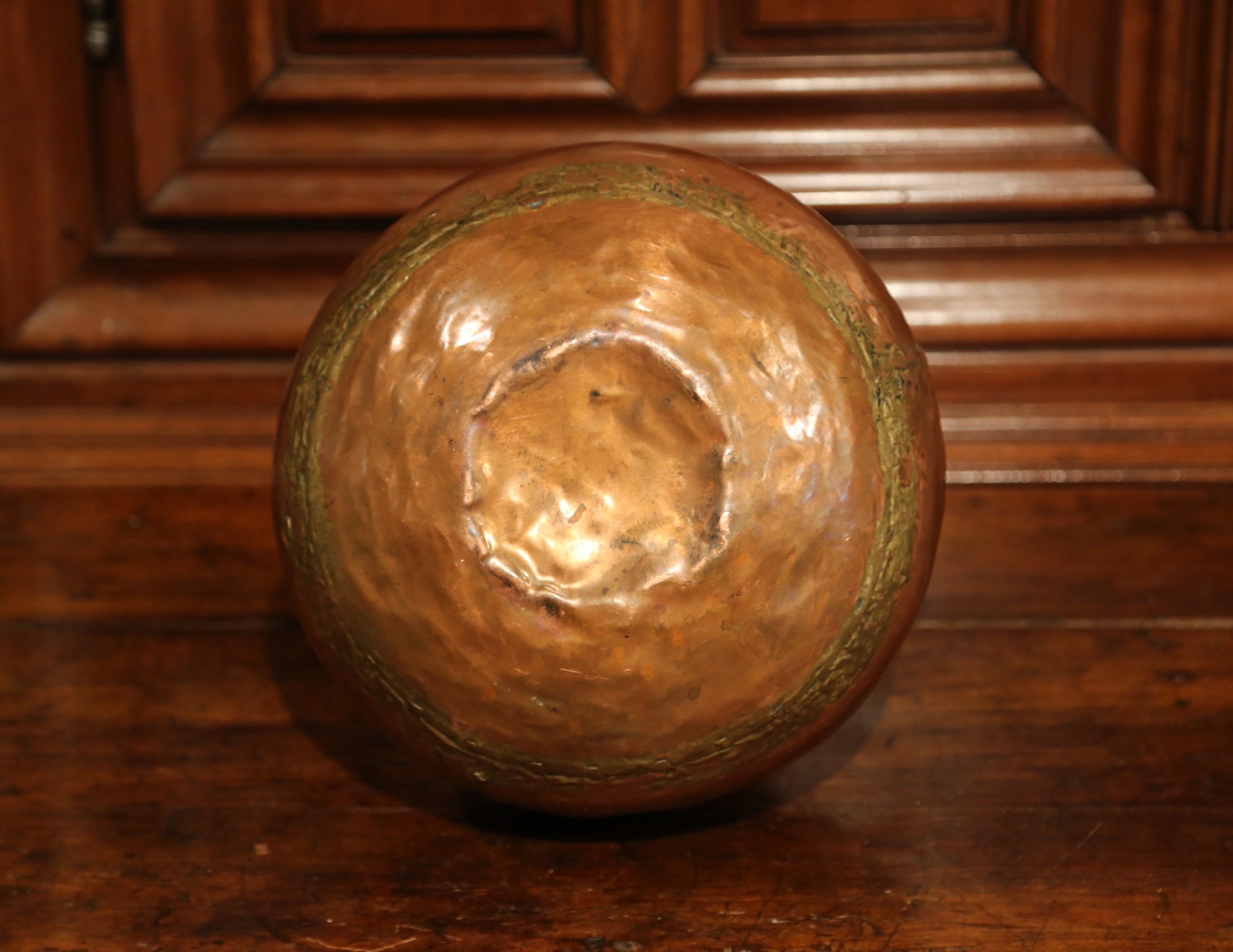 18th Century French Round Copper Vase and Iron Handles 2