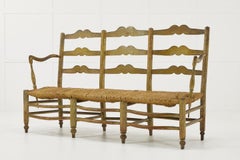 18th Century French Rush Seat Ladder Back Painted Sofa