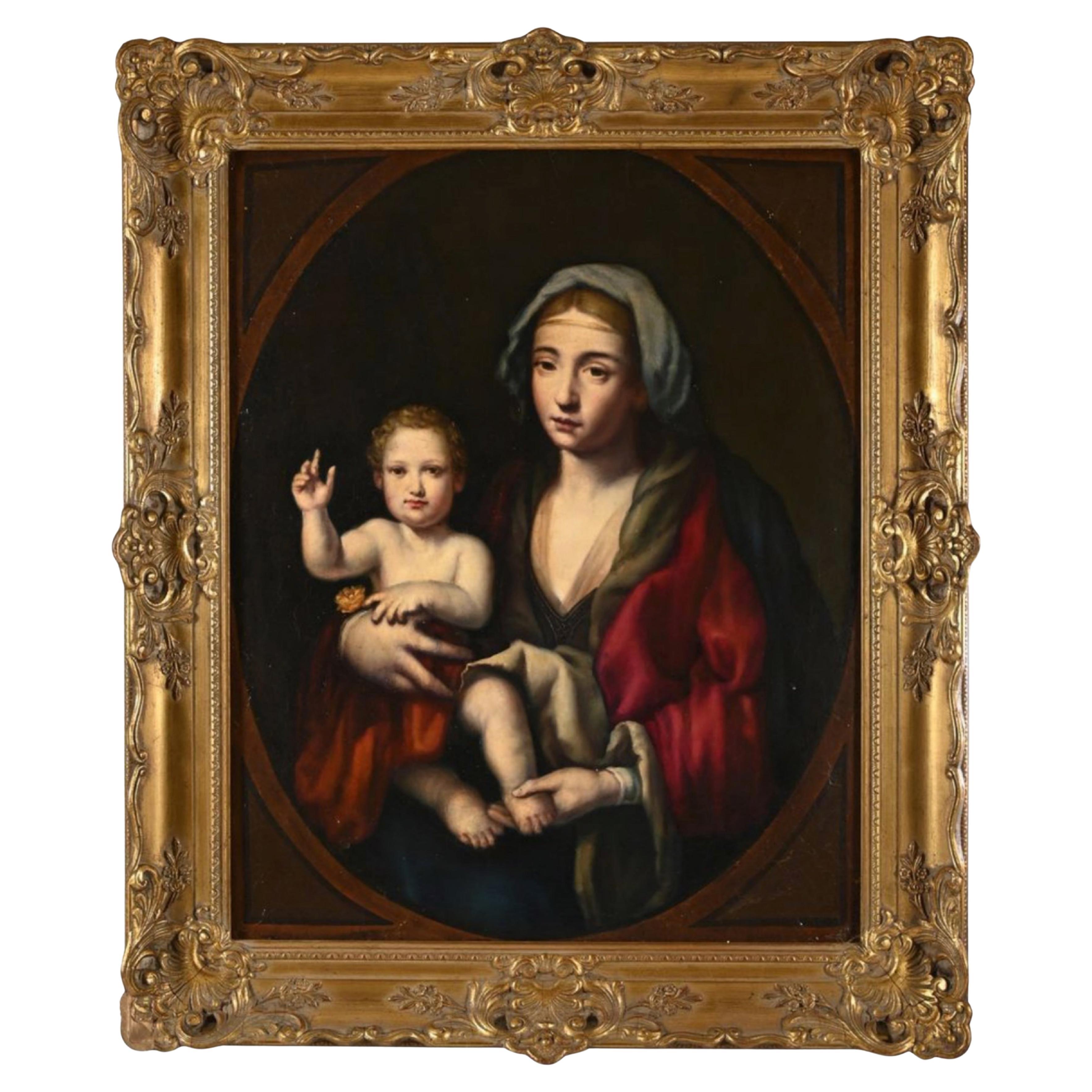 Escuela francesa del siglo XVIII. "Bendición de la Virgen y el Niño". en venta