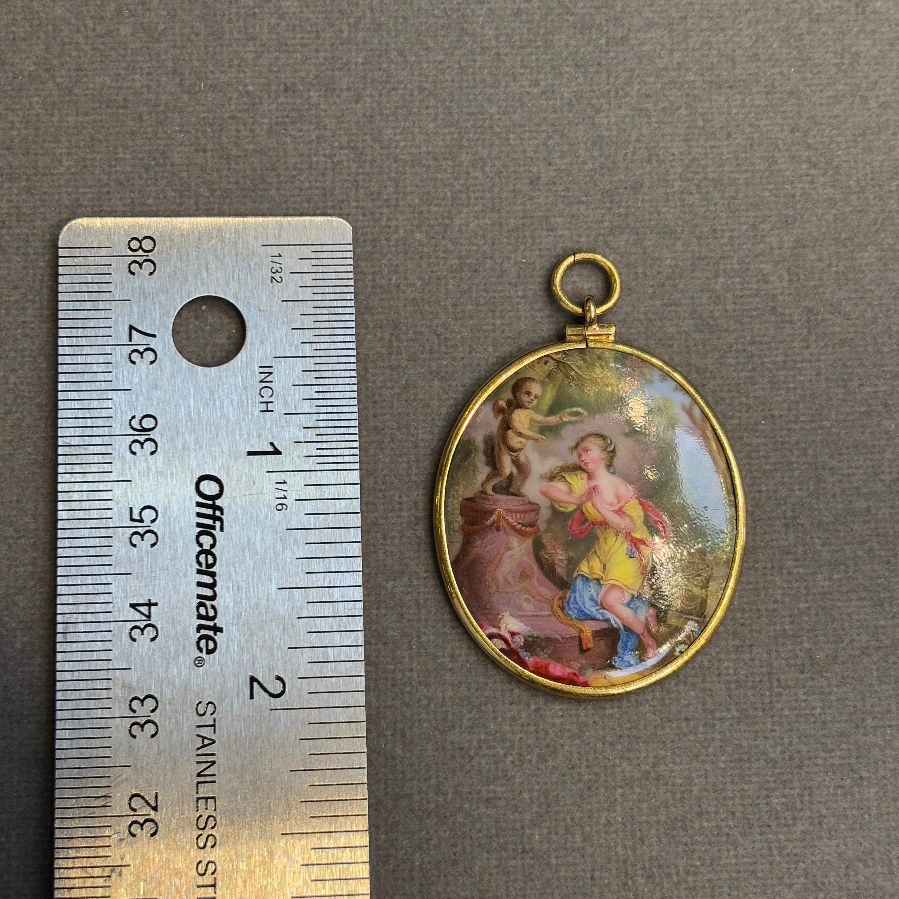 Donna Ciondolo con smalto di scuola francese del XVIII secolo in vendita