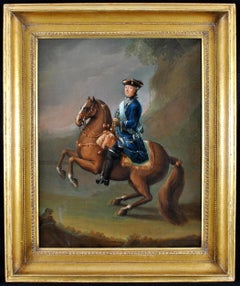 Horse & Rider in a Landscape - 18th Century French Old Master Portrait Painting