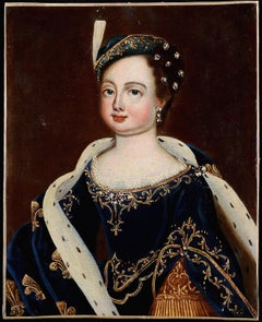 Portrait of a Royal Lady - 18th Century French Old Master Oil on Canvas Painting