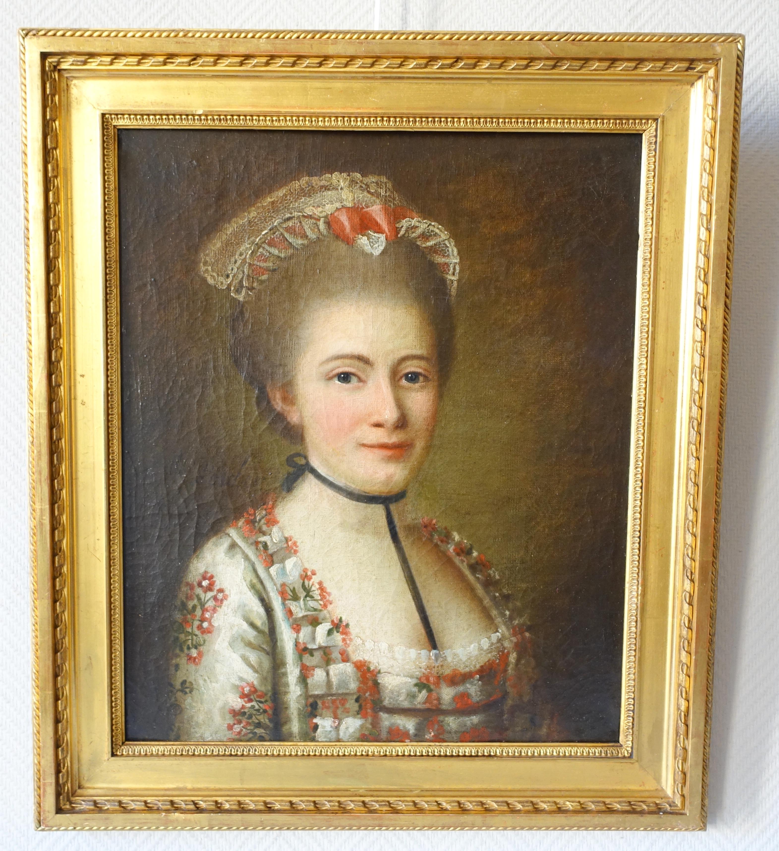 Louis XVI 18th century French School : portrait of an aristocrat dated 1768, oil on canvas For Sale