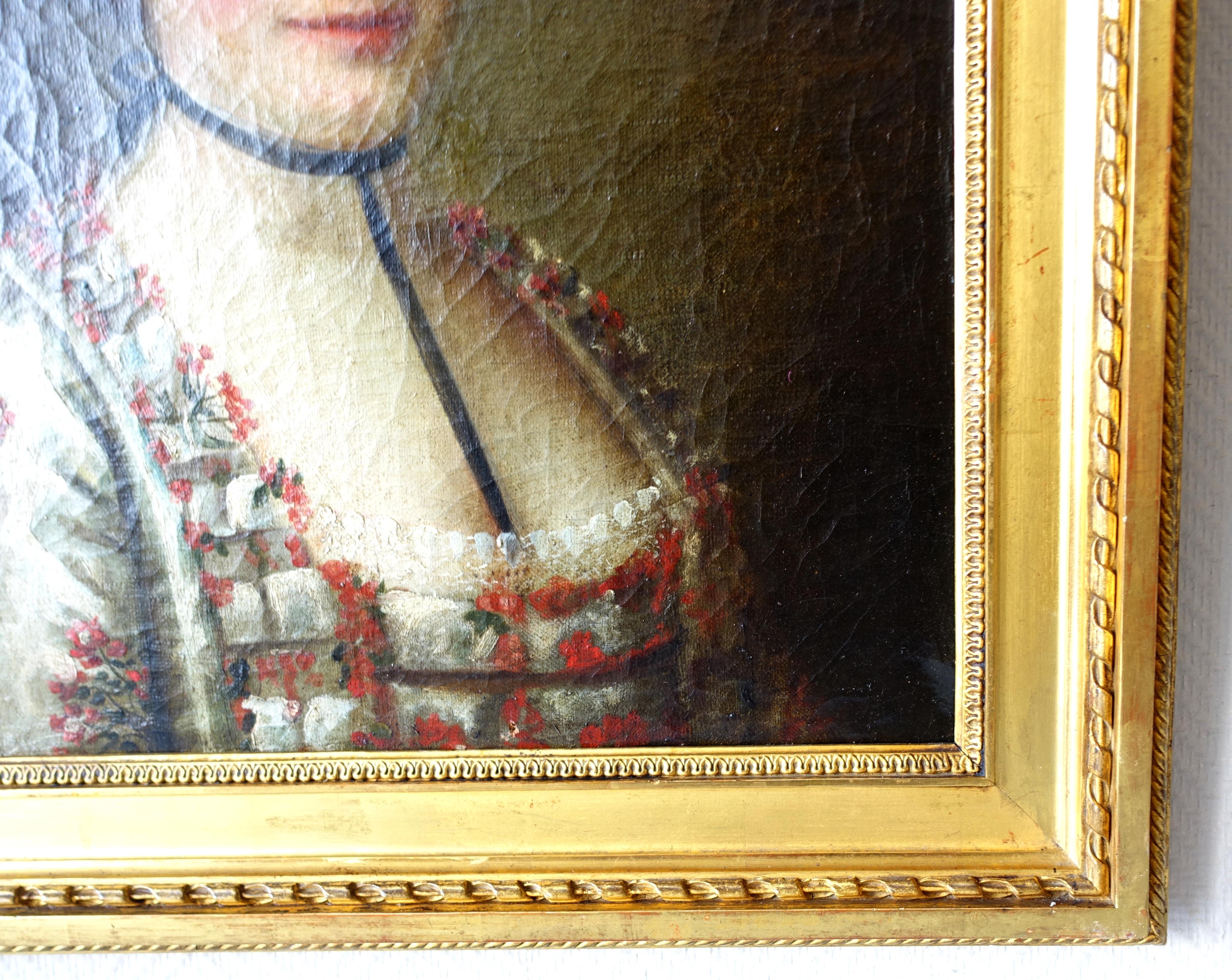 18th century French School : portrait of an aristocrat dated 1768, oil on canvas In Good Condition For Sale In GRENOBLE, FR