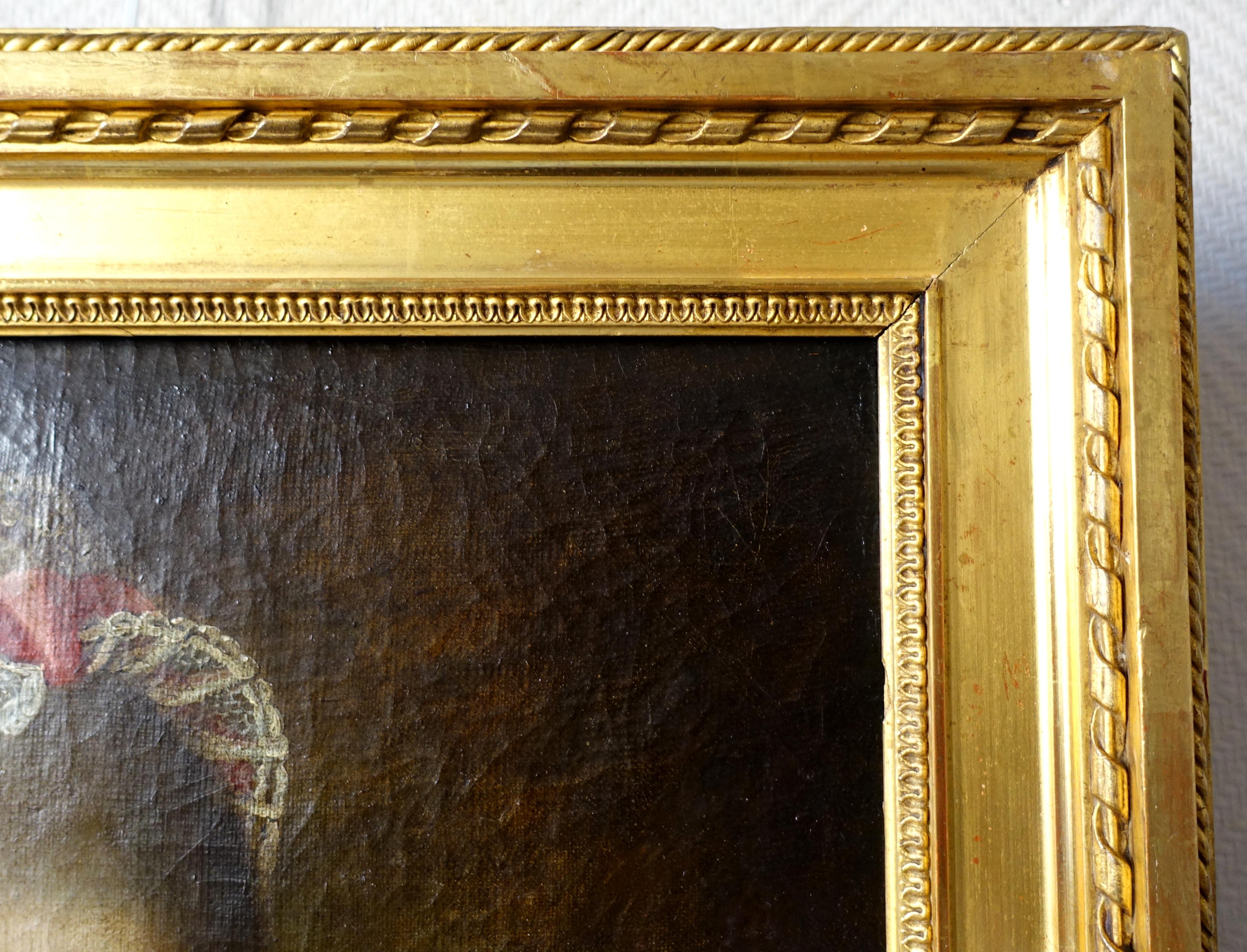 Canvas 18th century French School : portrait of an aristocrat dated 1768, oil on canvas For Sale