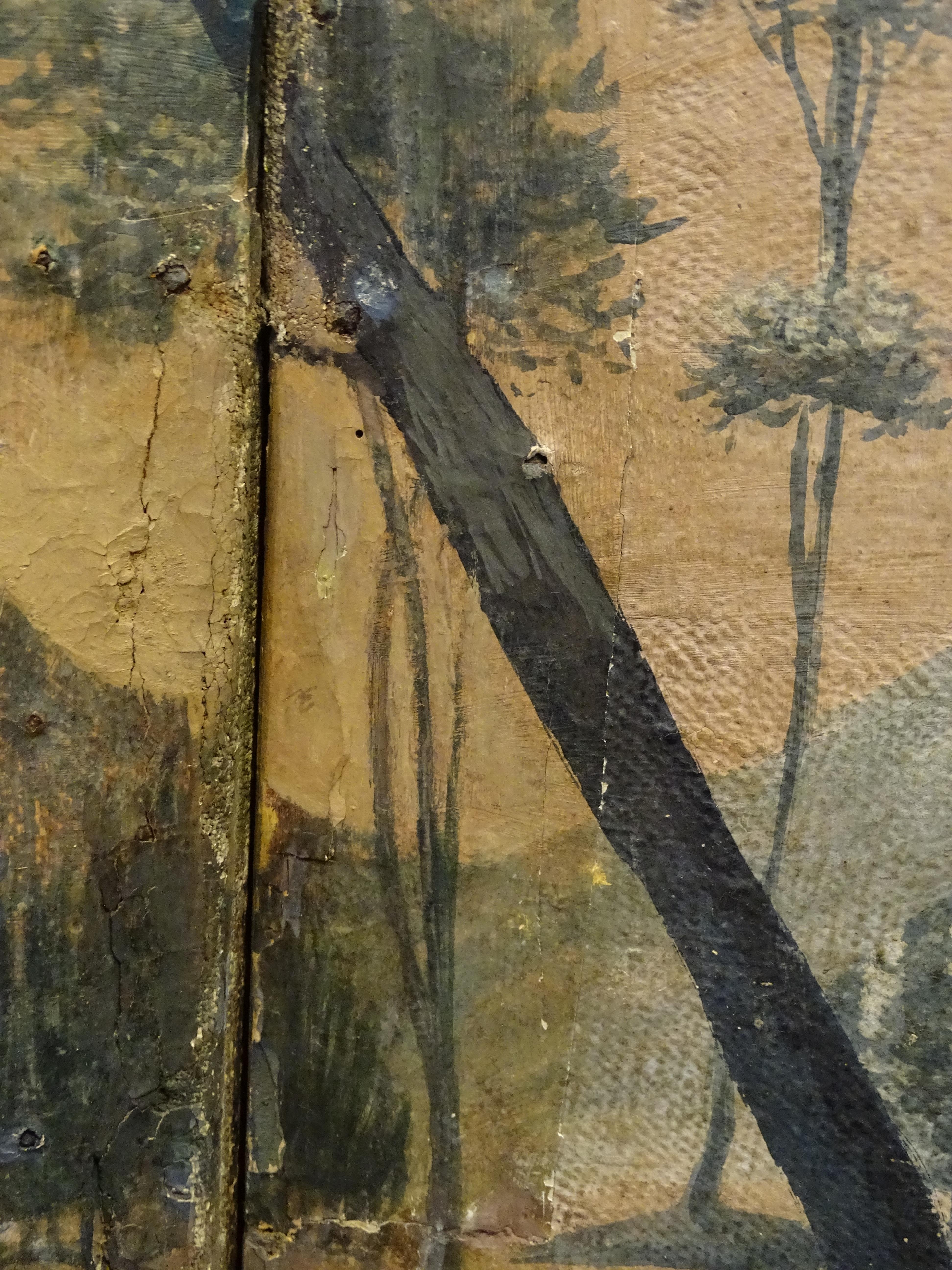 18th Century French Screen Oil on Canvas, Two Leaf, Landscape 7