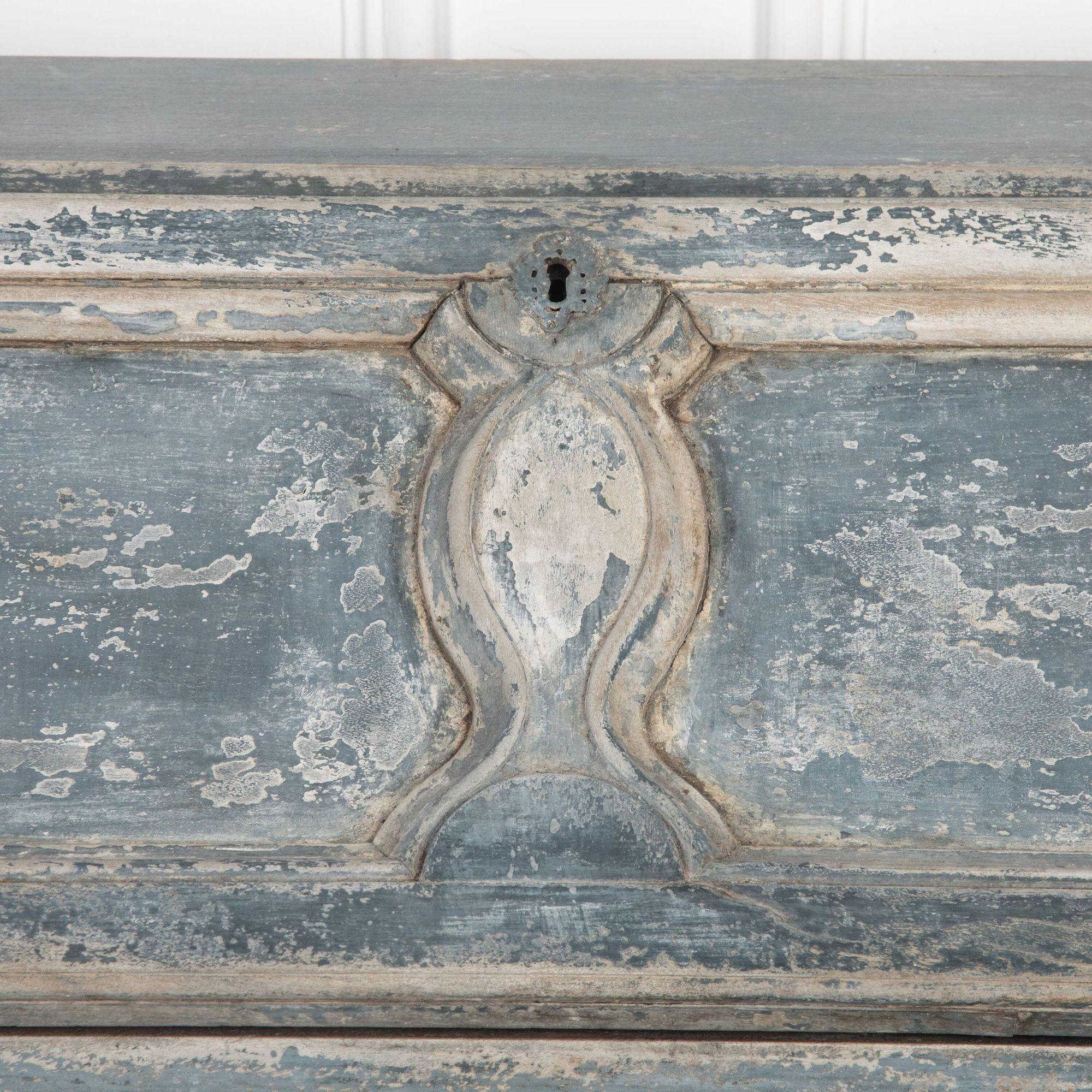 18th Century and Earlier 18th Century French Serpentine Bureau in Original Blue Paint