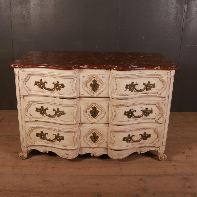 Painted 18th Century French Serpentine Commode/ Chest of Drawers