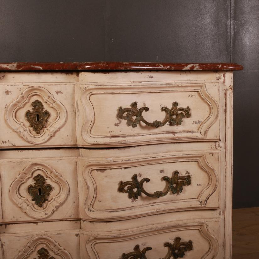 Marble 18th Century French Serpentine Commode/ Chest of Drawers