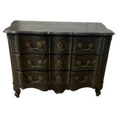 18th Century French Serpentine Ebonised Commode