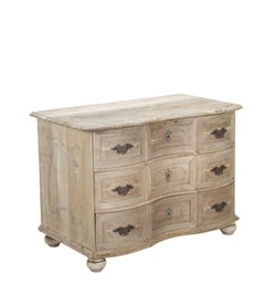 18th Century French Serpentine Front Commode in Bleached Oak