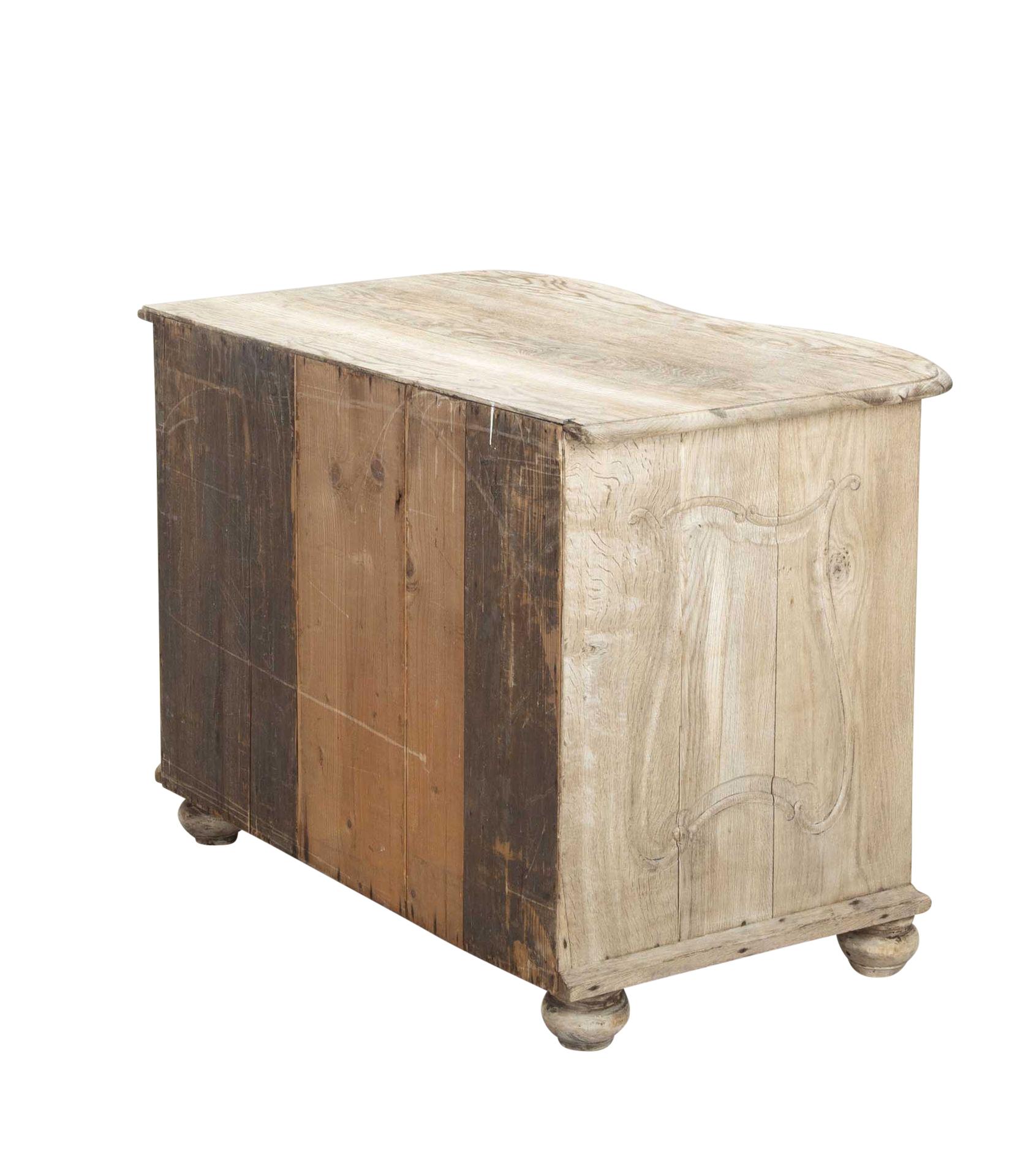 18th Century and Earlier 18th Century French Serpentine Front Commode in Bleached Oak For Sale