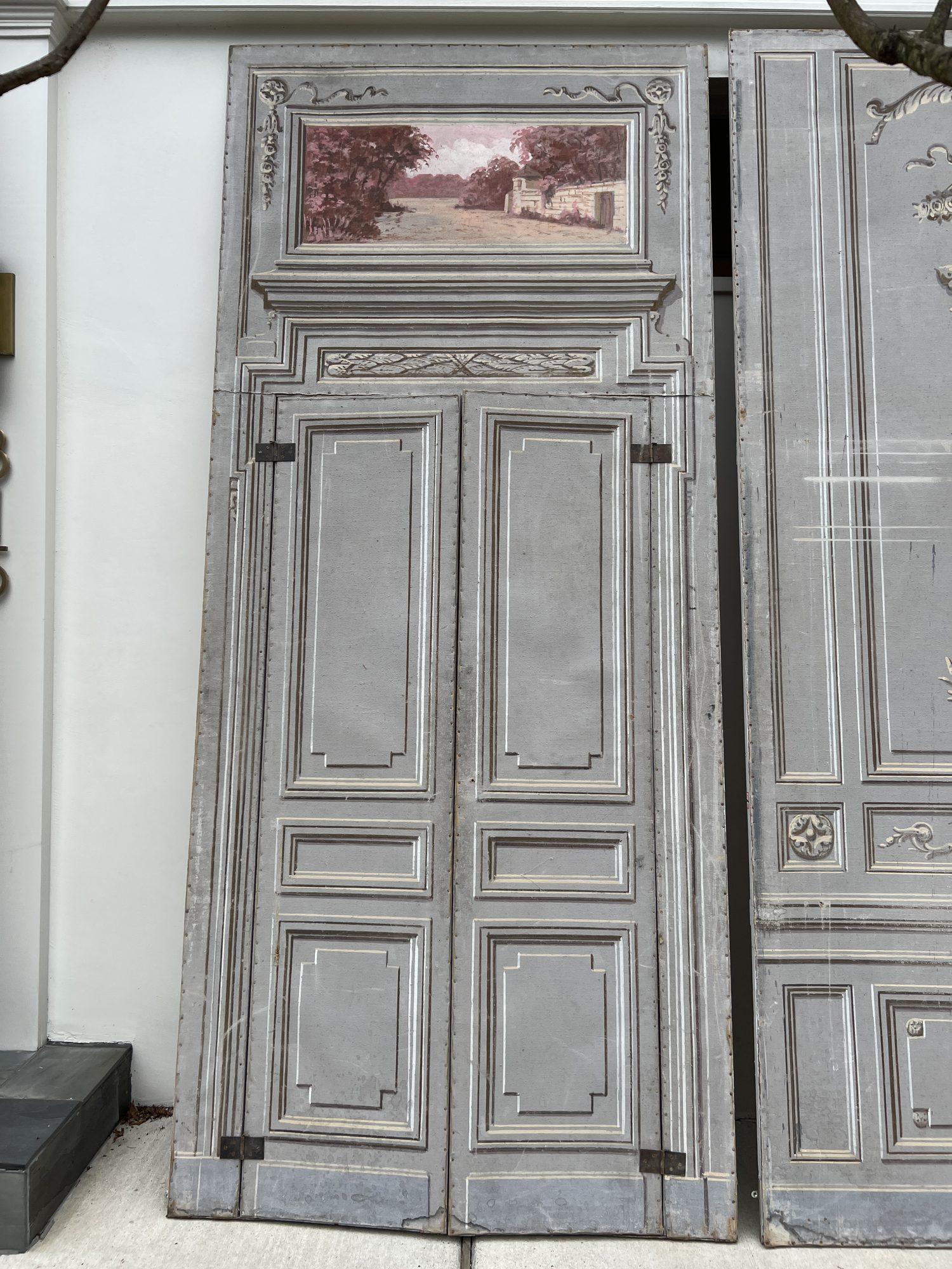 Fino al XVIII secolo Set di 6 pannelli da teatro Luigi XVI del XVIII secolo in Francia in vendita