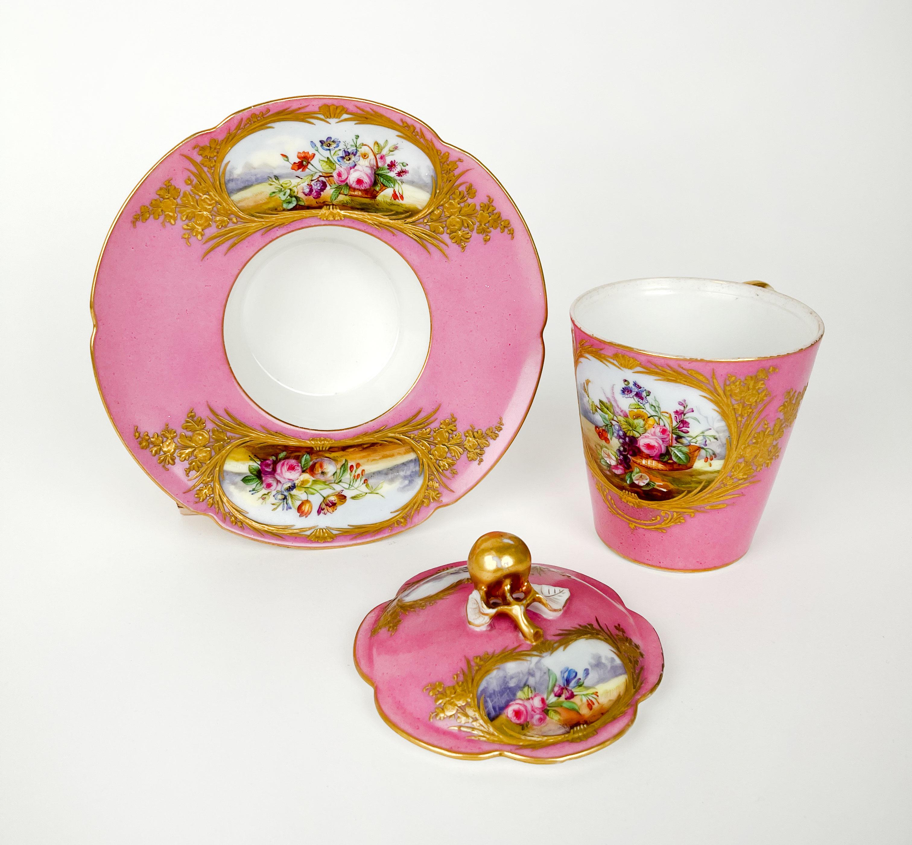 Hand-Crafted 18th Century, French, Sevres Porcelain Cup & Saucer