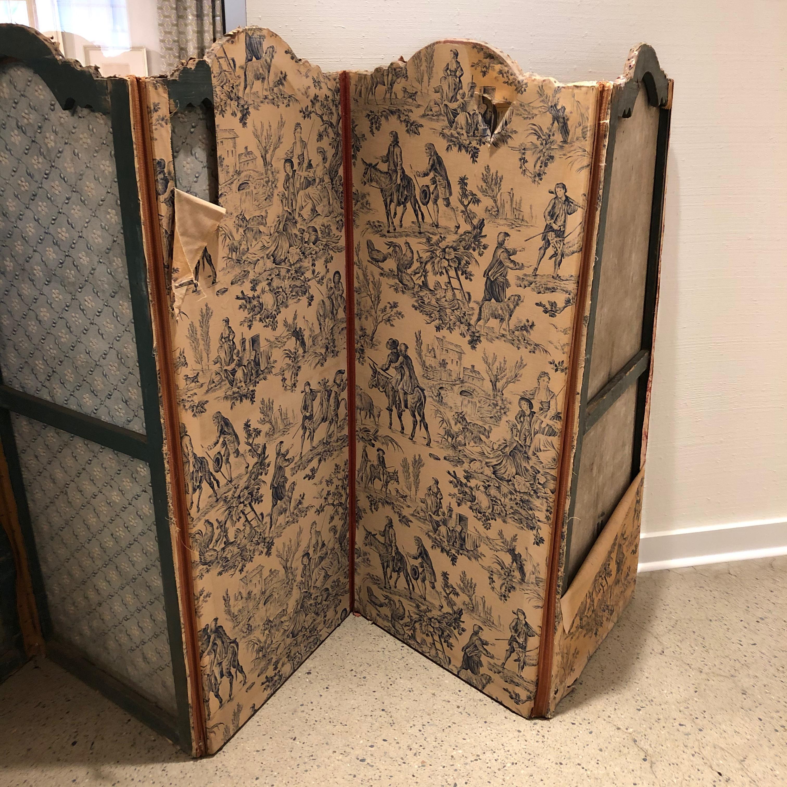 18th Century French Six-Panel Painted Folding Screen For Sale 13