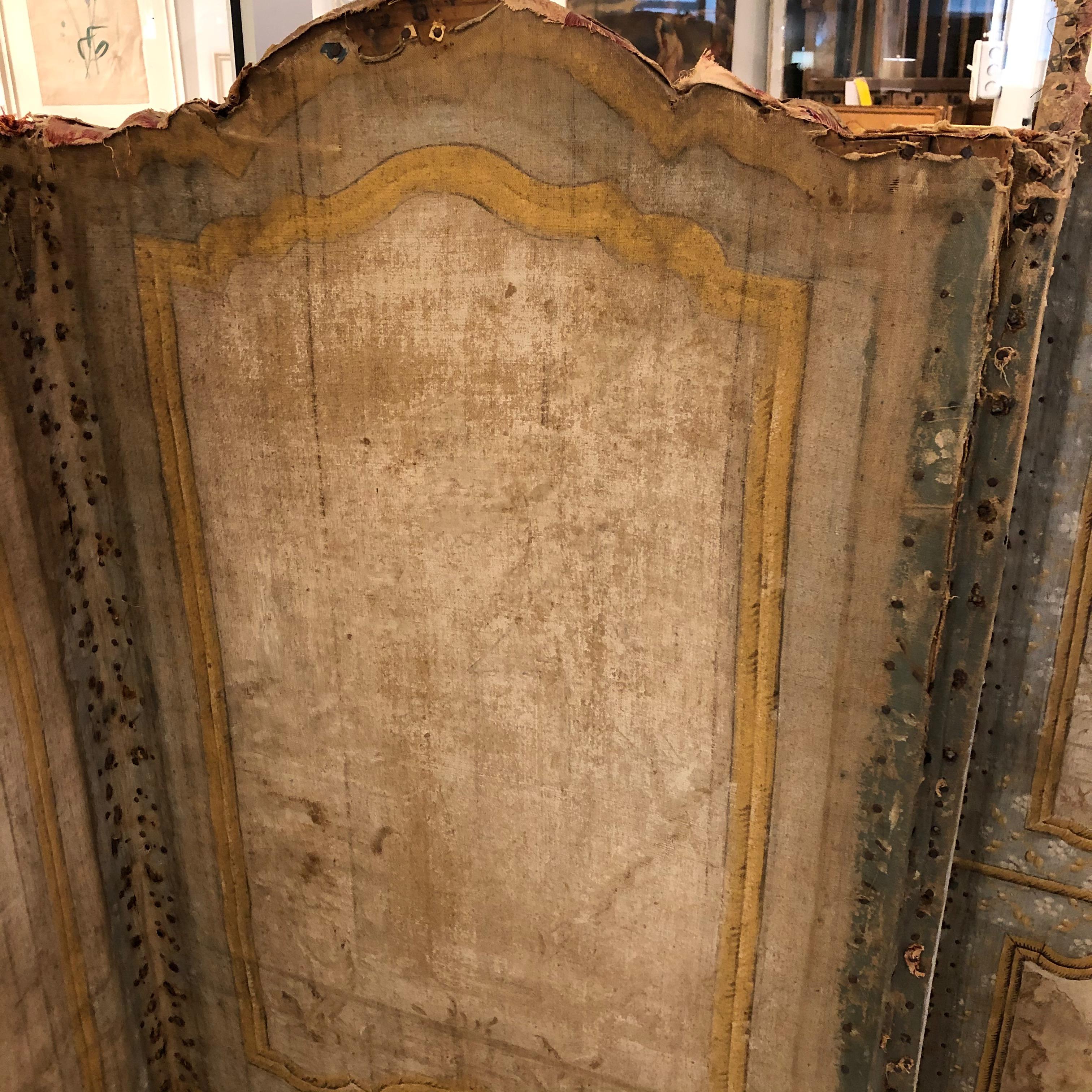 18th Century French Six-Panel Painted Folding Screen For Sale 4