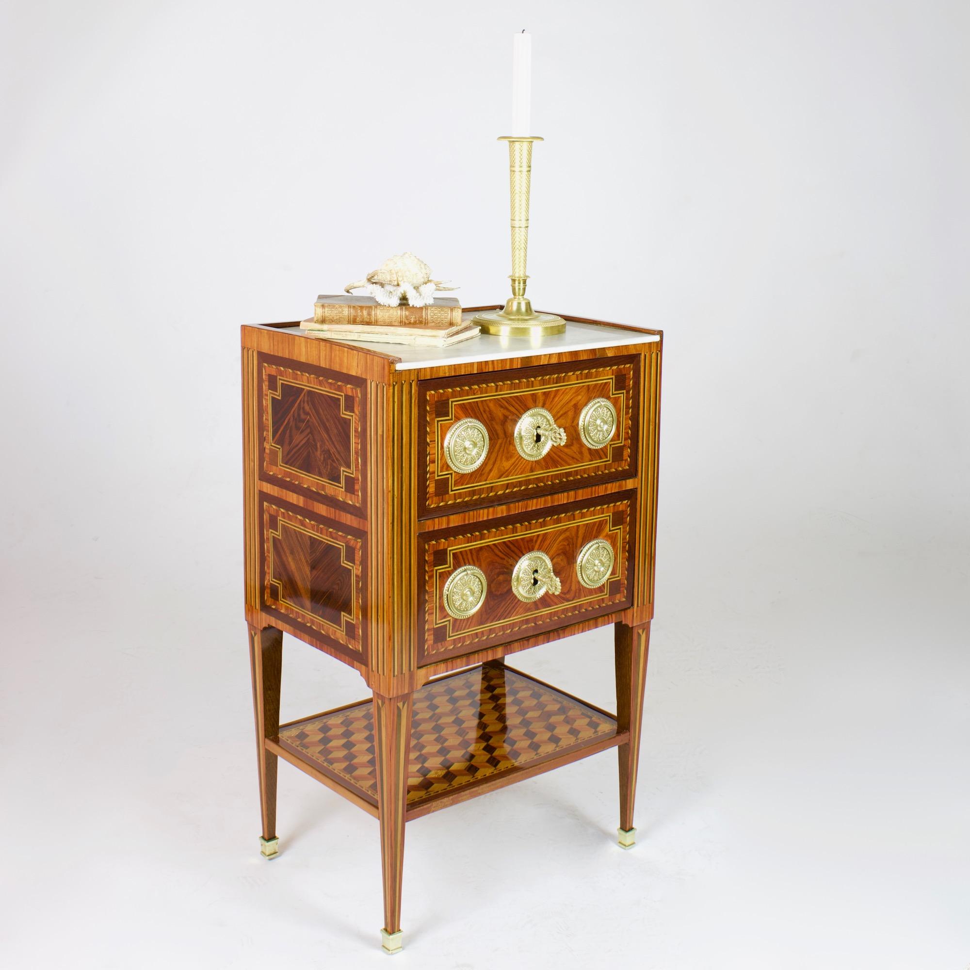 18th Century French Small Louis XVI Marquetry Side Table or Table Chiffonière 7