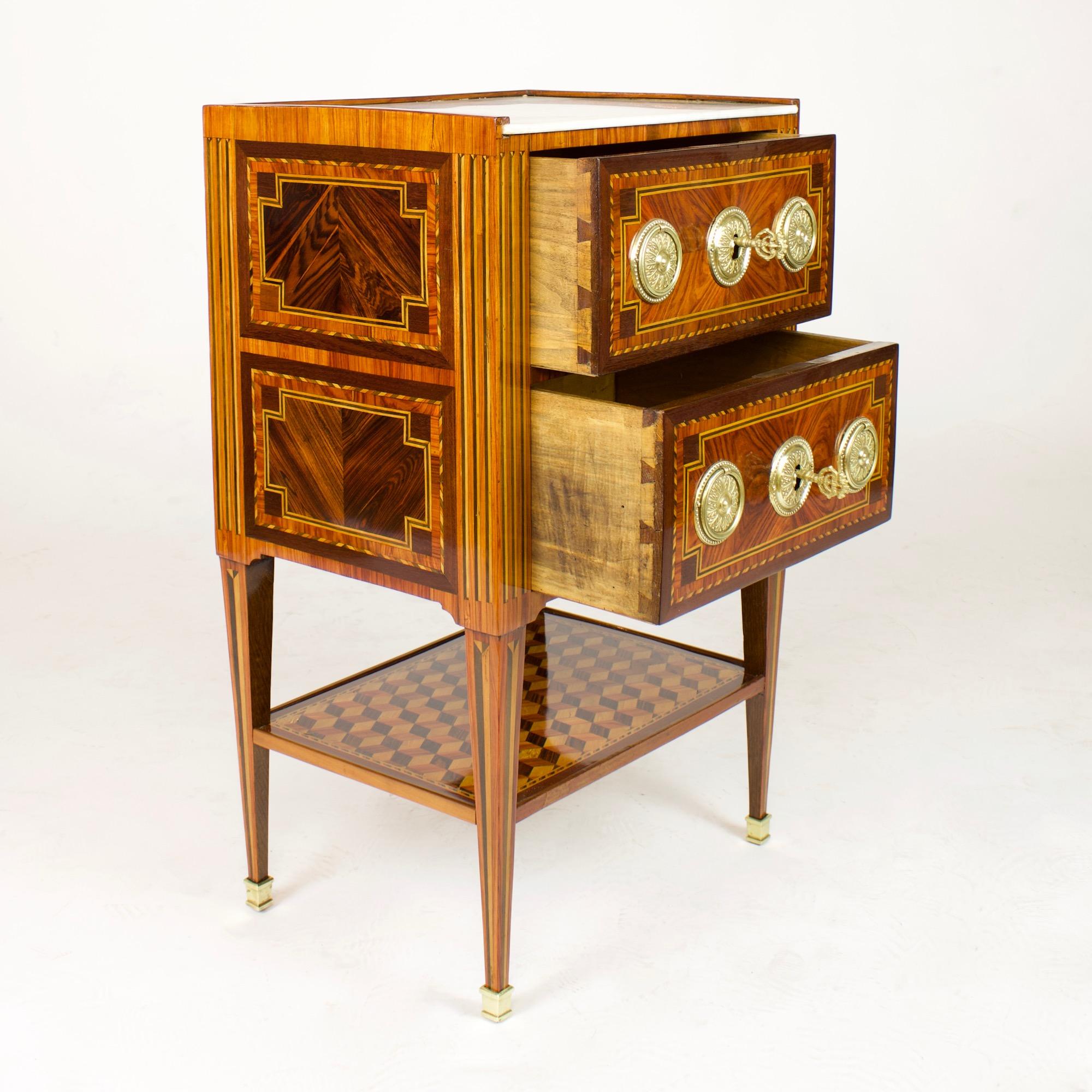 18th Century French Small Louis XVI Marquetry Side Table or Table Chiffonière In Good Condition In Berlin, DE