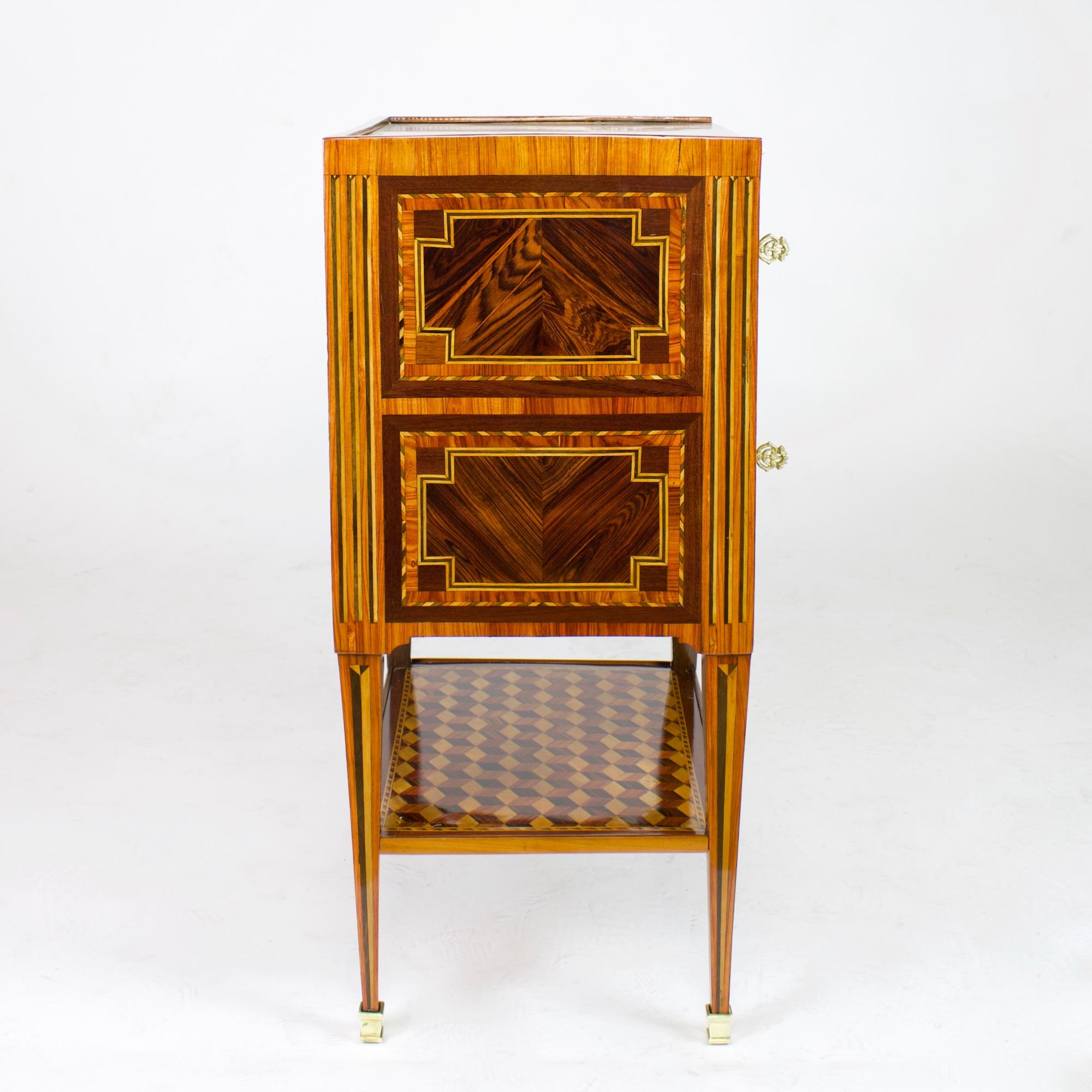 Late 18th Century 18th Century French Small Louis XVI Marquetry Side Table or Table Chiffonière
