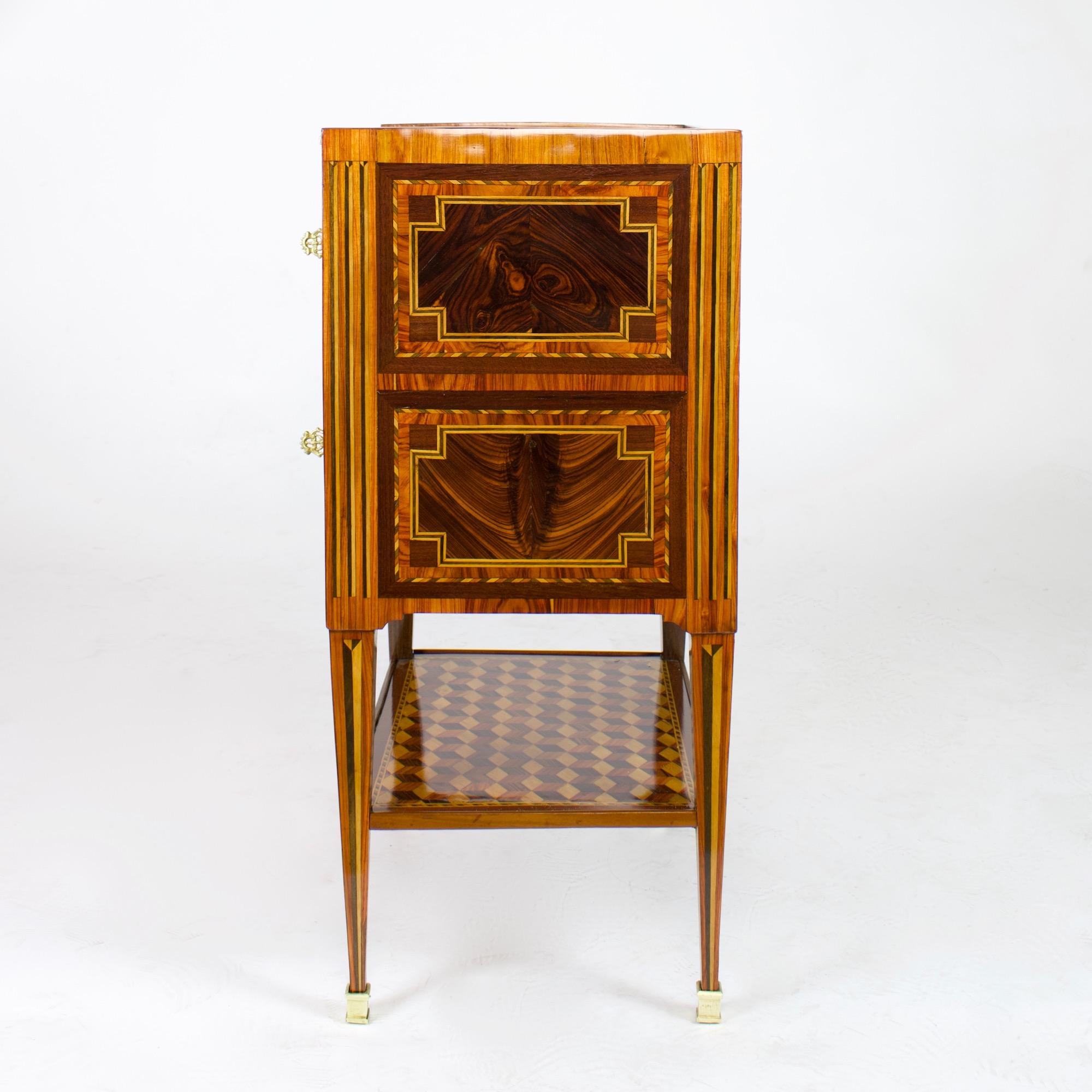 18th Century French Small Louis XVI Marquetry Side Table or Table Chiffonière 1