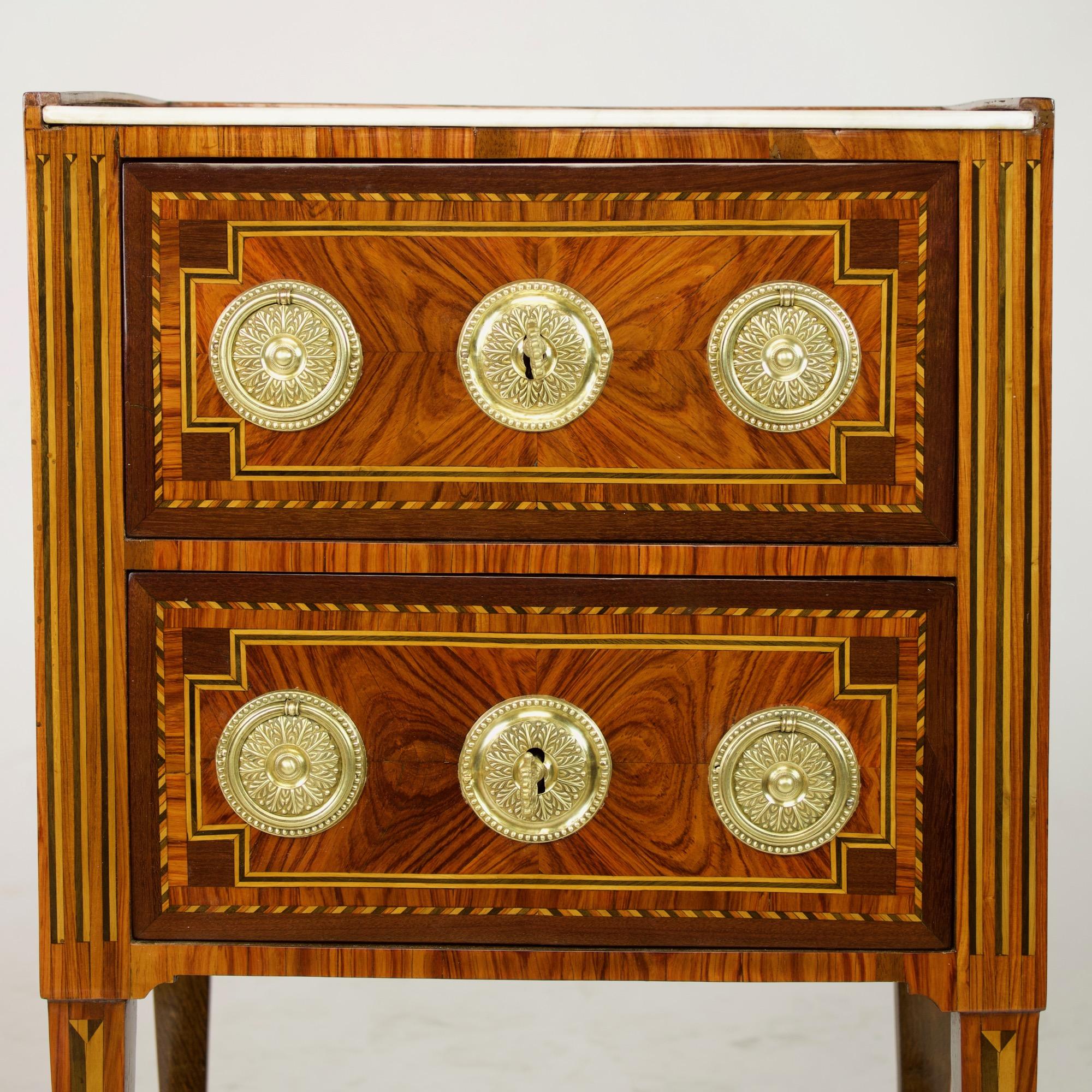 18th Century French Small Louis XVI Marquetry Side Table or Table Chiffonière 2