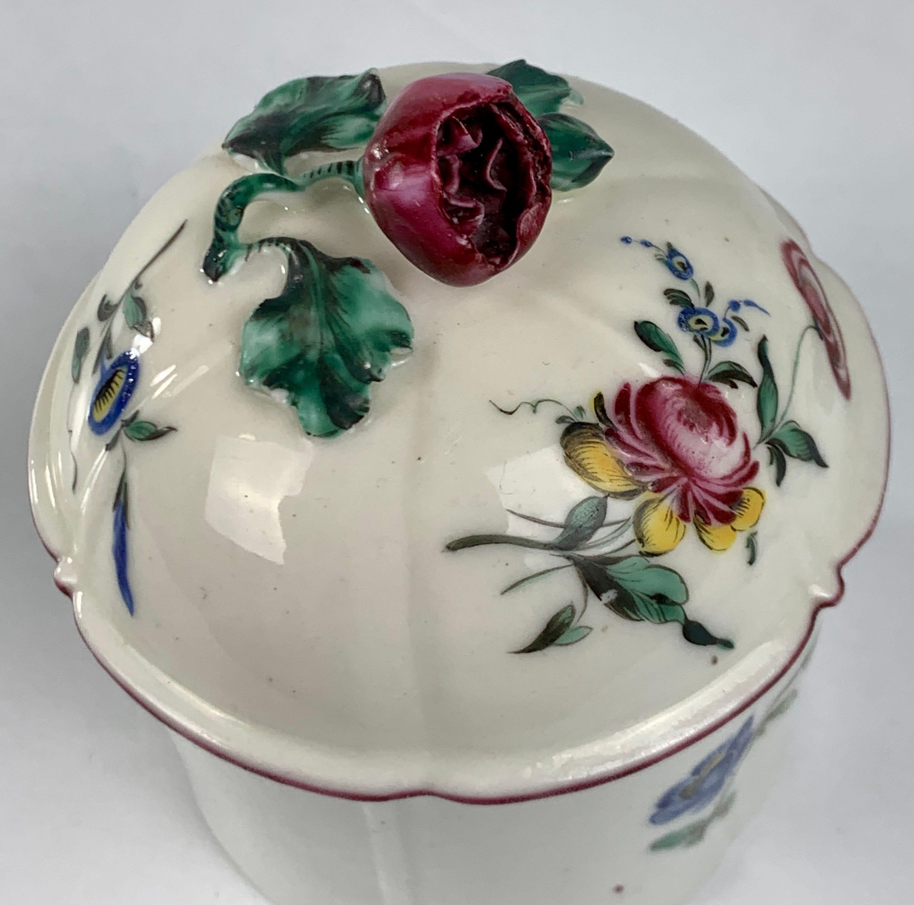 Rococo 18th Century French Soft Paste Porcelain Mennecy Blush Pot Hand-Painted For Sale