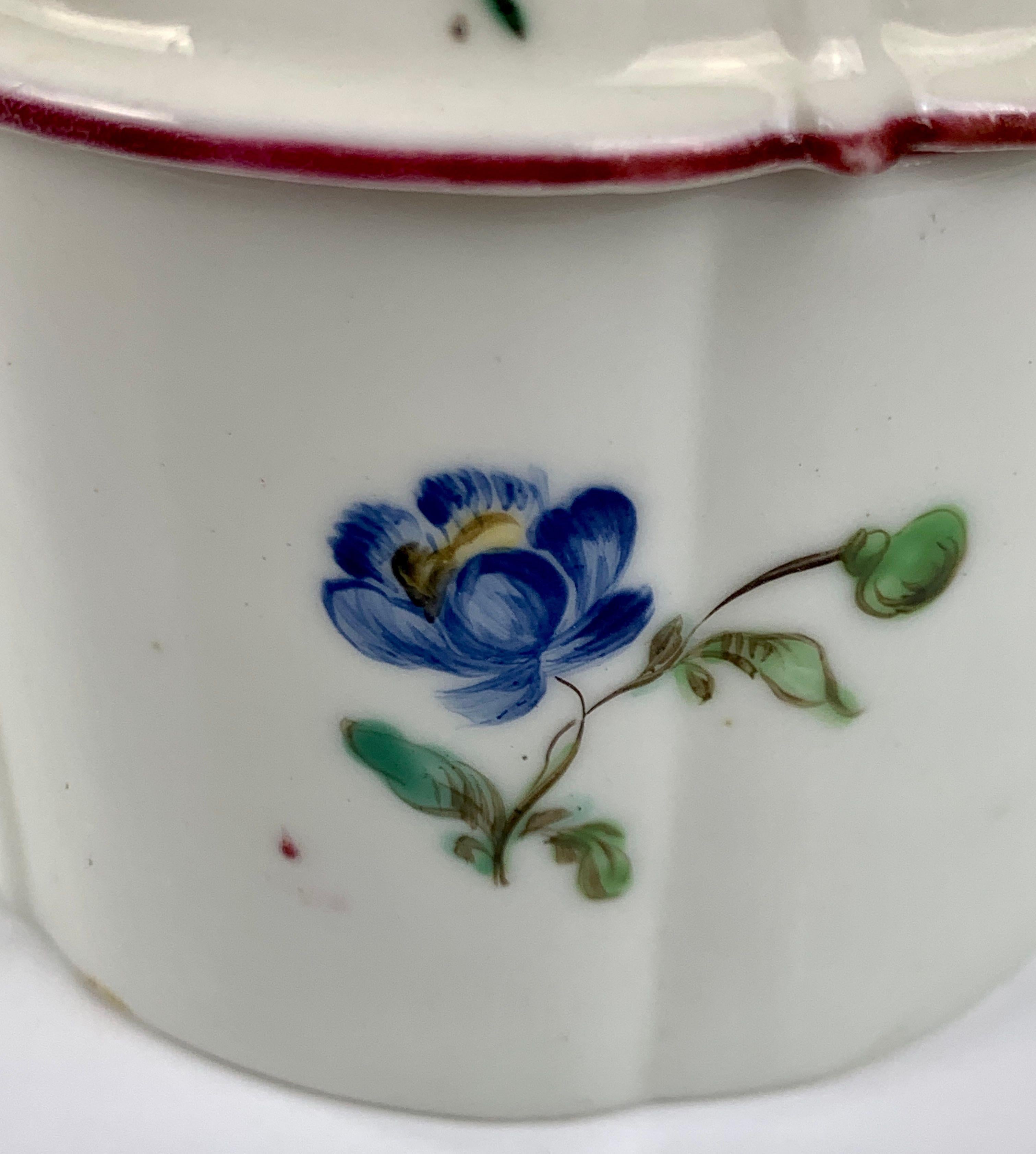 18th Century French Soft Paste Porcelain Mennecy Blush Pot Hand-Painted For Sale 1
