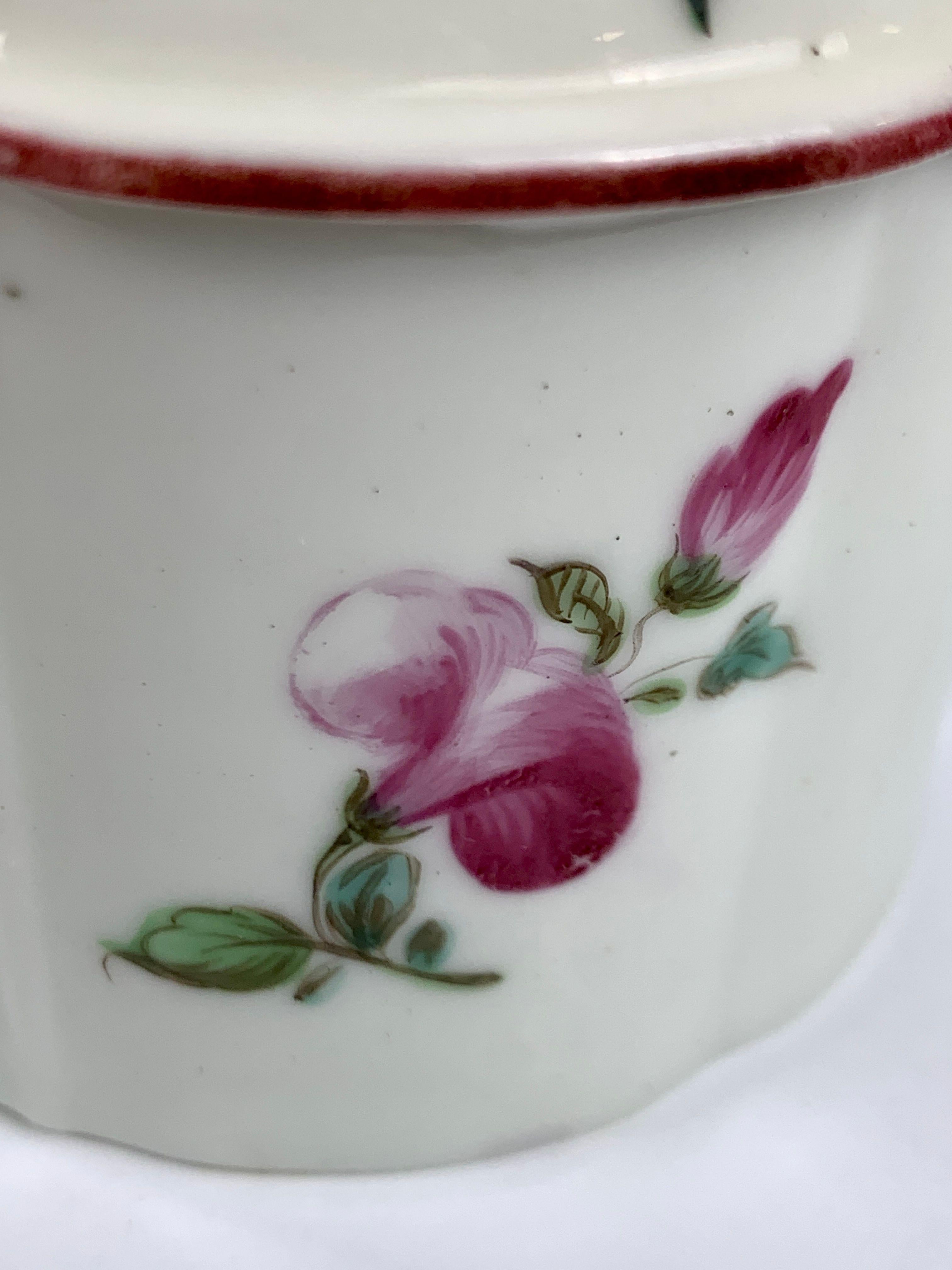 18th Century French Soft Paste Porcelain Mennecy Blush Pot Hand-Painted For Sale 2