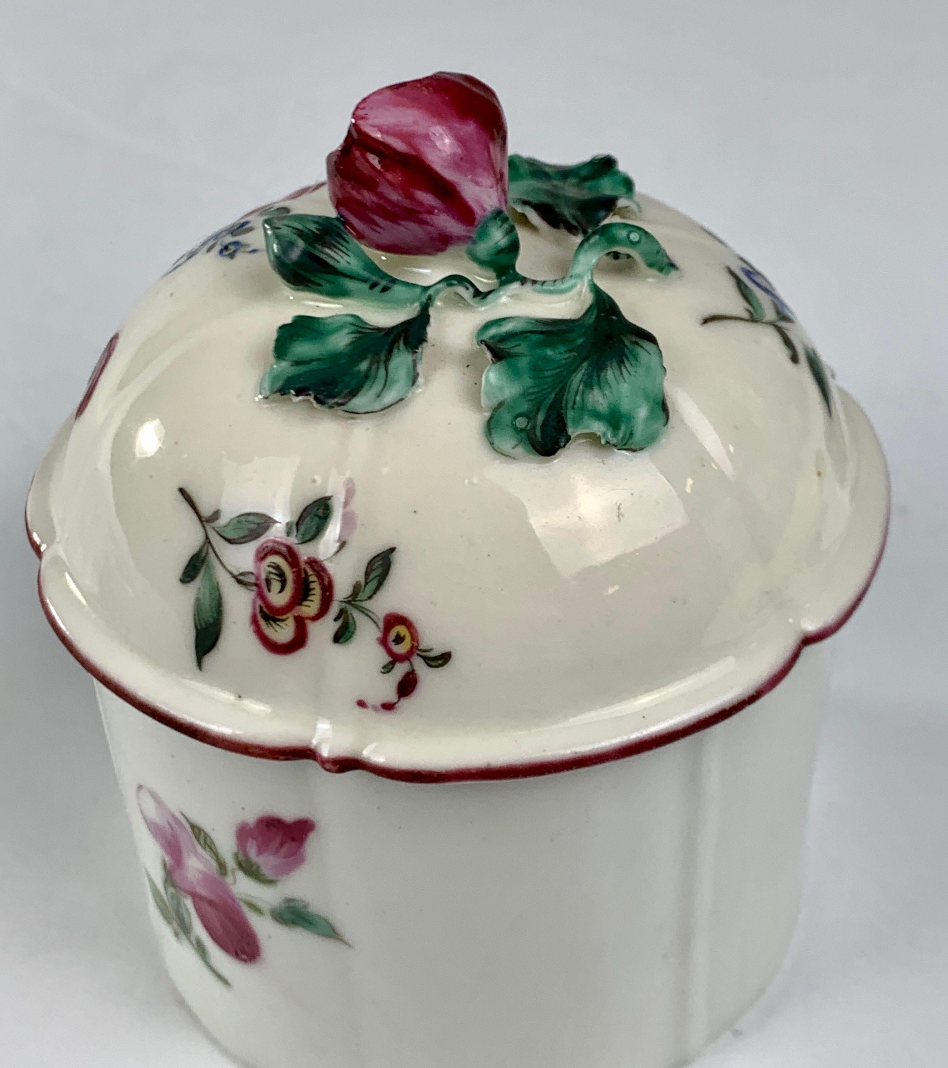 18th Century French Soft Paste Porcelain Mennecy Blush Pot Hand-Painted For Sale 3