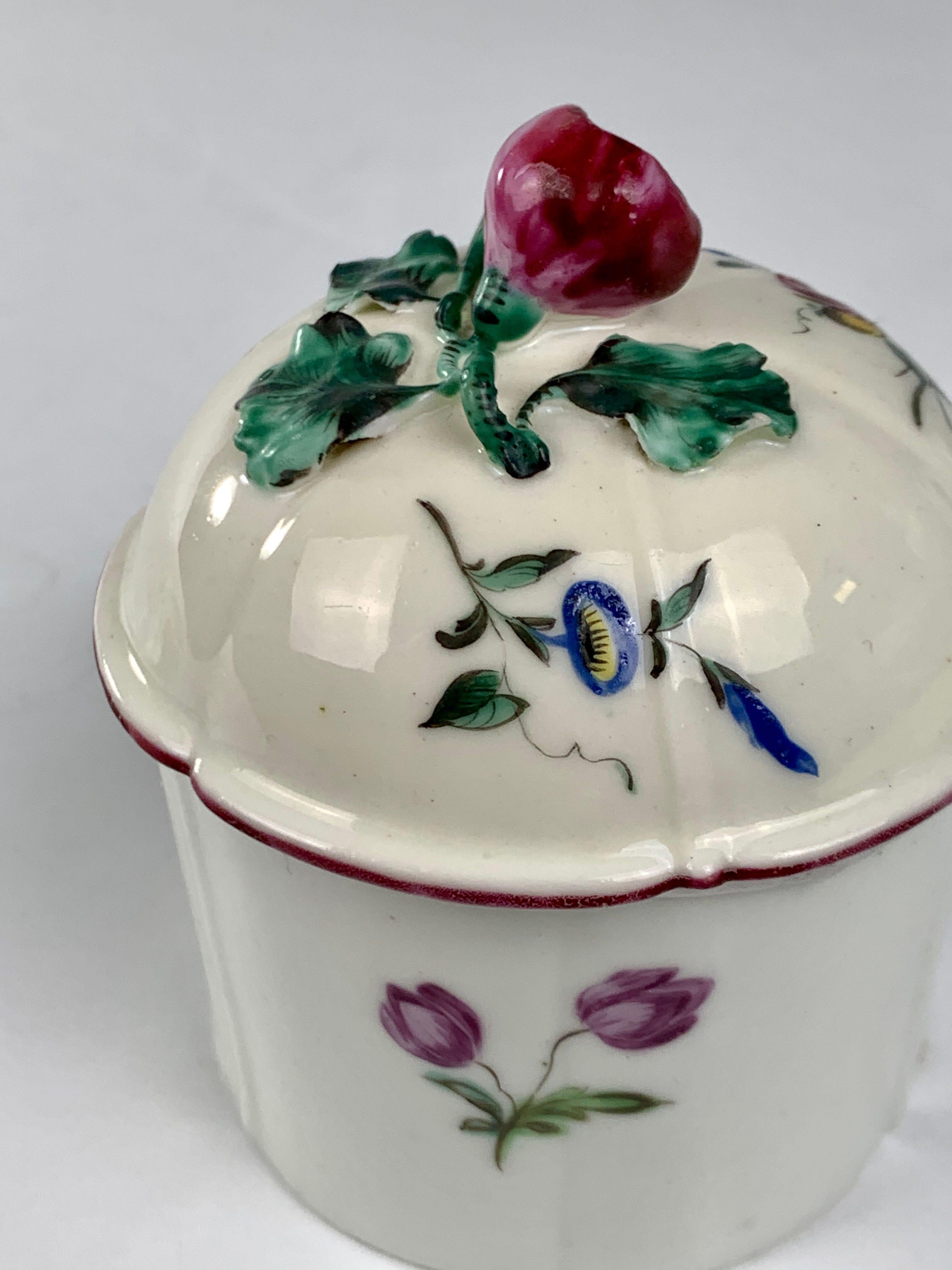 18th Century French Soft Paste Porcelain Mennecy Blush Pot Hand-Painted For Sale 4