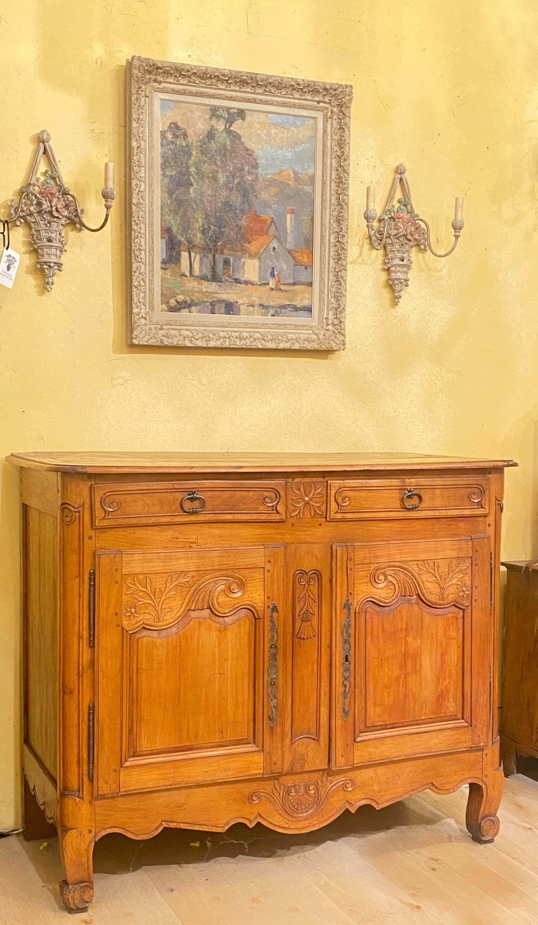 French Provincial 18th Century French Solid Cherry Wood Buffett For Sale