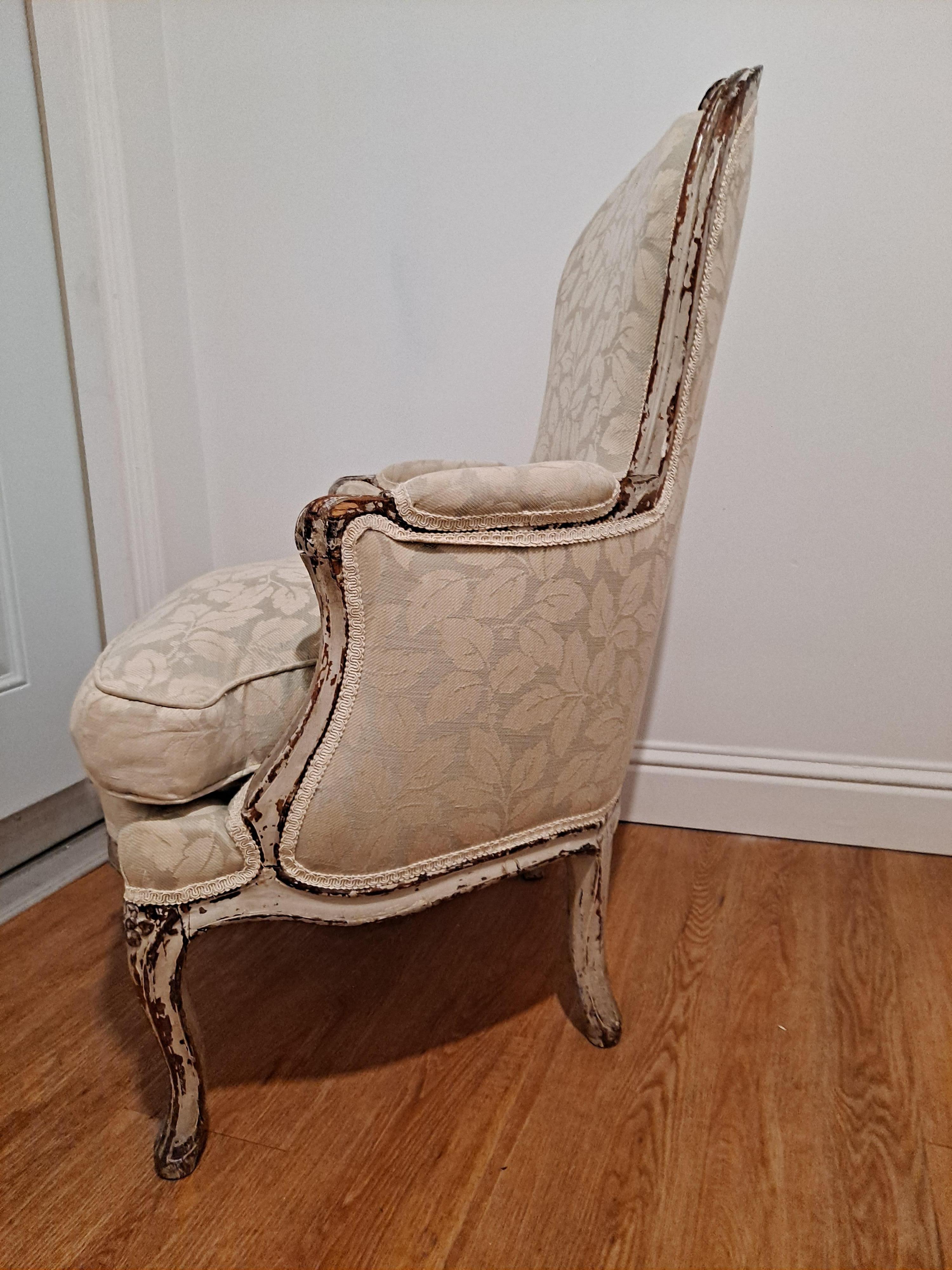 18th Century and Earlier 18th Century French Spoon Back Bergere Arm Chair For Sale