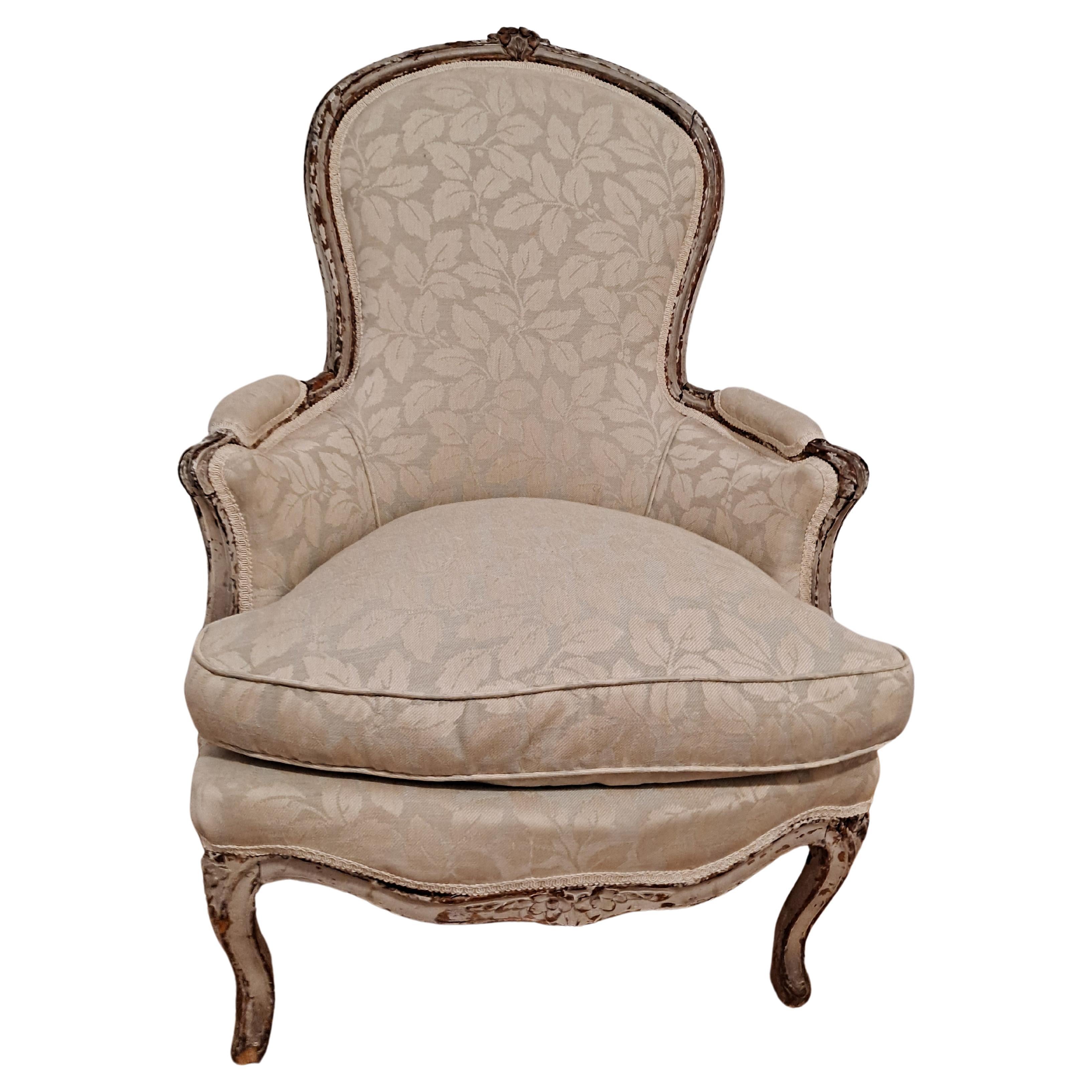 18th Century French Spoon Back Bergere Arm Chair For Sale