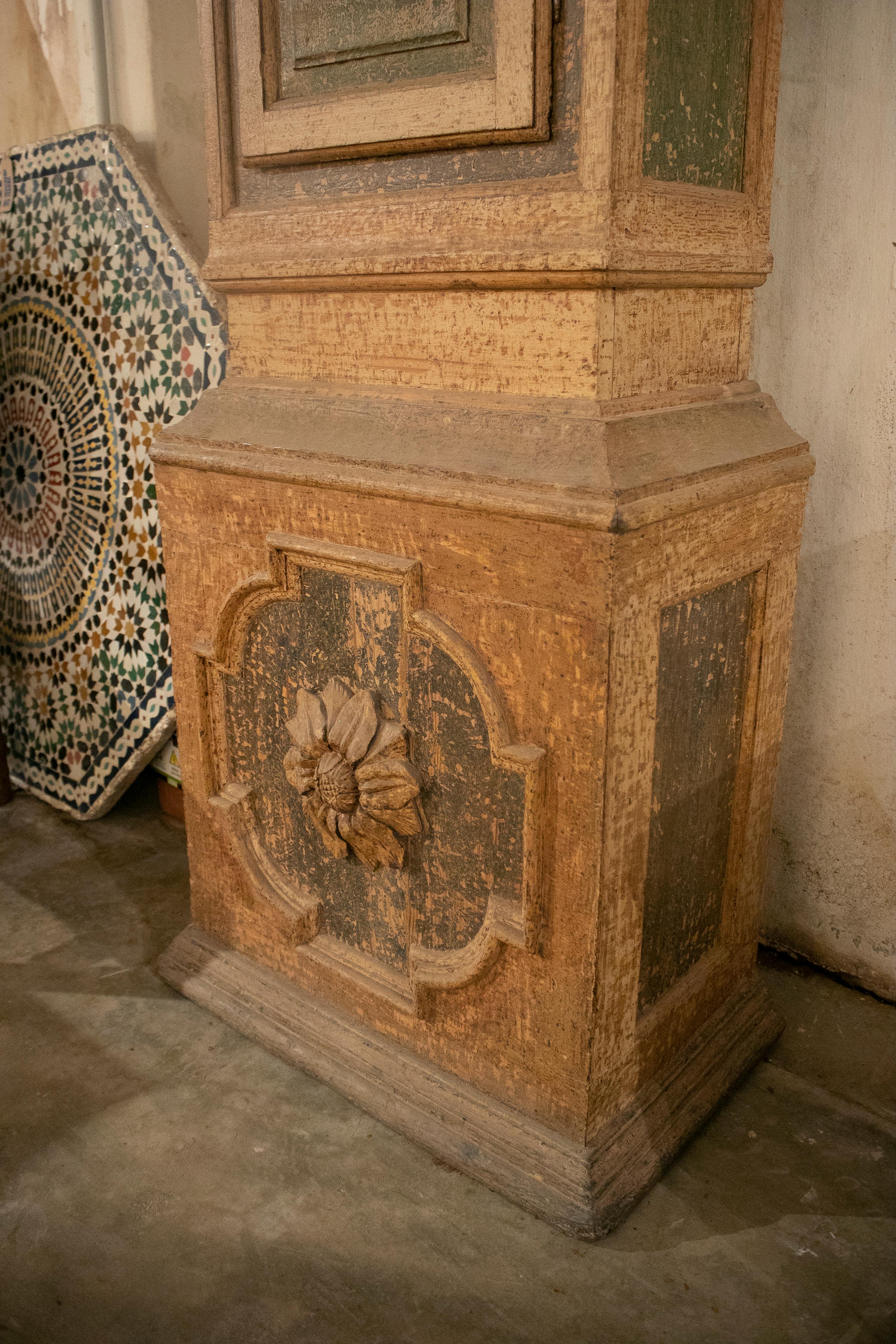 18th Century and Earlier 18th Century French Standing Clock Housing w/ Original Ochre Paints For Sale