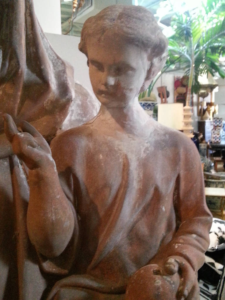 Renaissance Statue française du XVIIIe siècle en terre cuite en vente